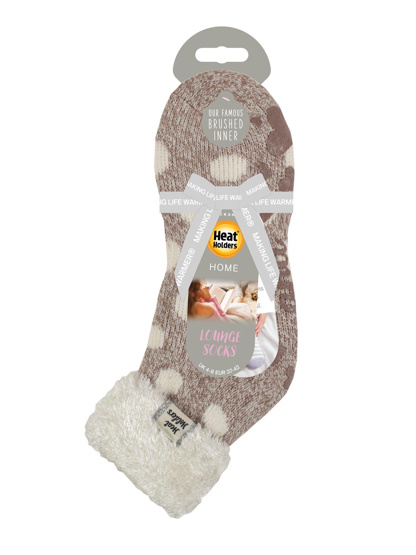 Image 2 of 2 of Heat Holders HEAT HOLDERS PAIR OF LOUNGE SOCKS - FEATHER DUSKY BROWN TWIST