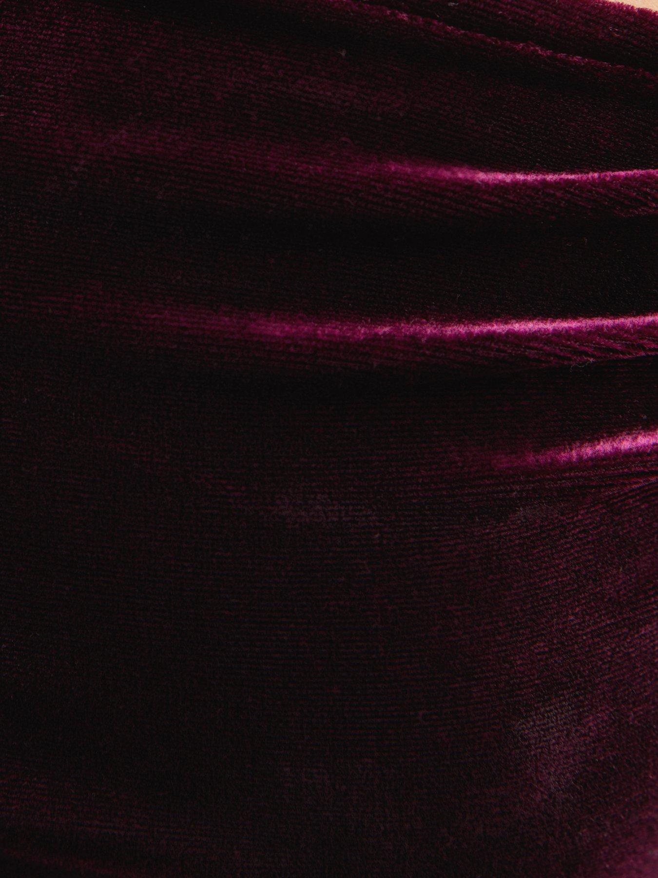 Image 5 of 5 of New Look Womens Dark Burgundy Velvet Fallen Shoulder Bodysuit