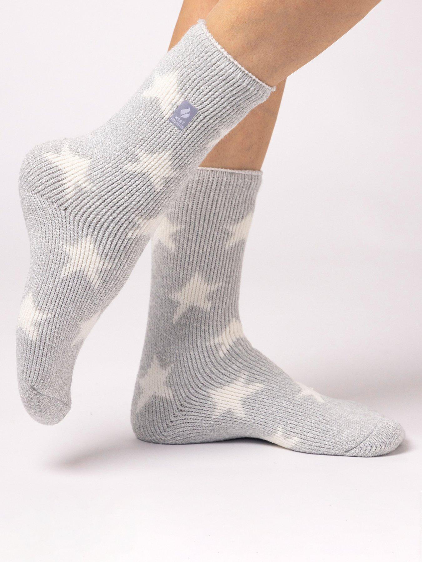 Image 1 of 3 of Heat Holders HEAT HOLDERS PAIR OF JACQUARD SOCKS - BOLD STAR - SILVER GREY