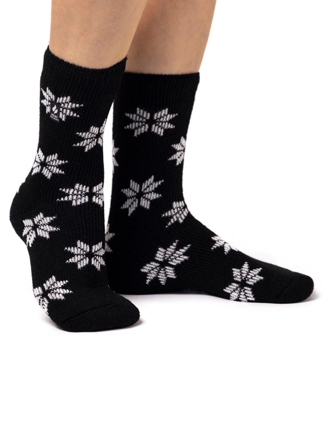 Image 1 of 3 of Heat Holders HEAT HOLDERS PAIR OF JACQUARD SOCKS - BOLD SNOWFLAKE - BLACK