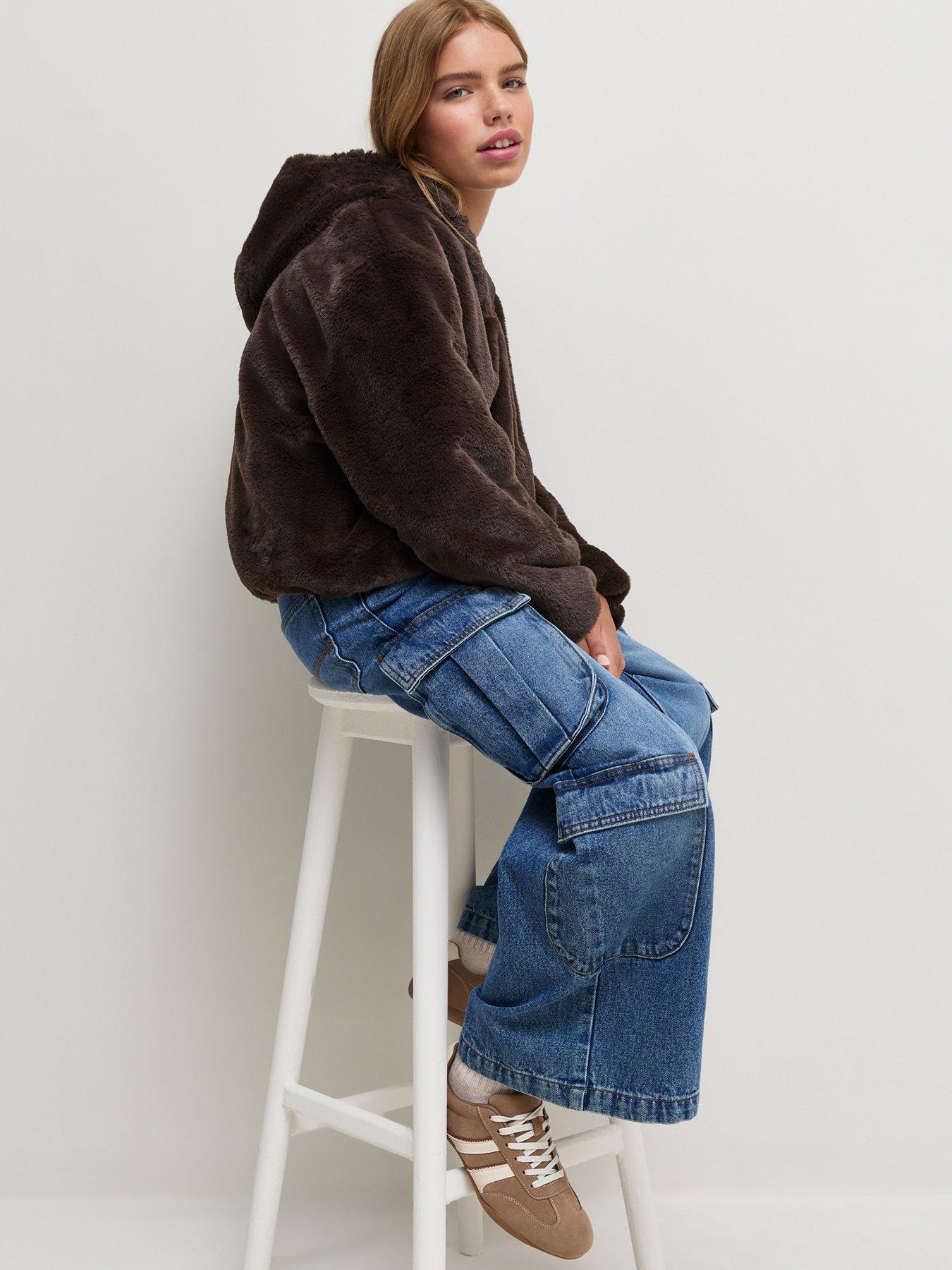 Image 3 of 6 of New Look 915 Girls Dark Brown Faux Fur Bomber Jacket