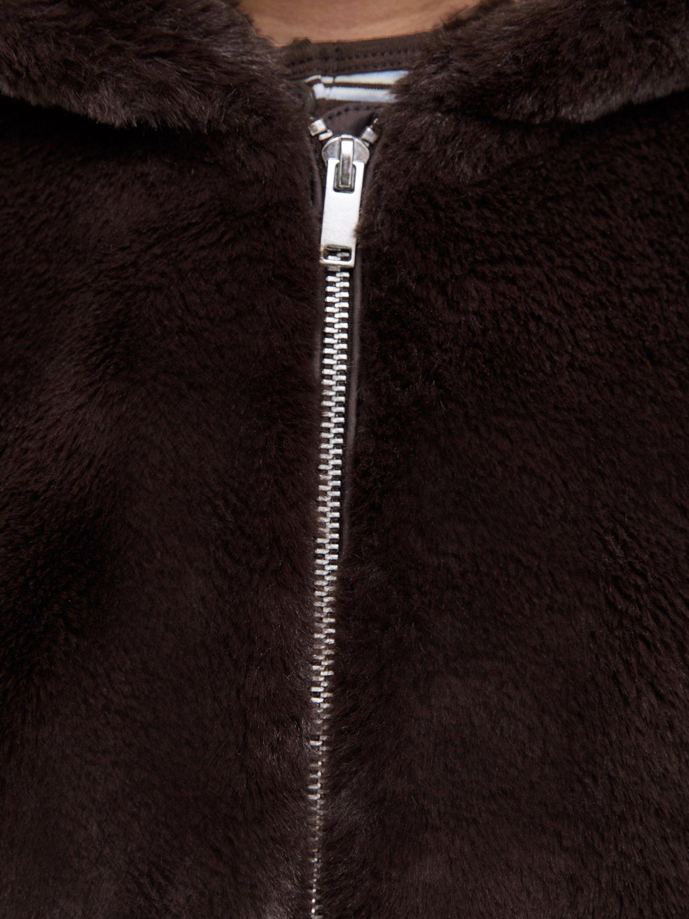 Image 5 of 6 of New Look 915 Girls Dark Brown Faux Fur Bomber Jacket