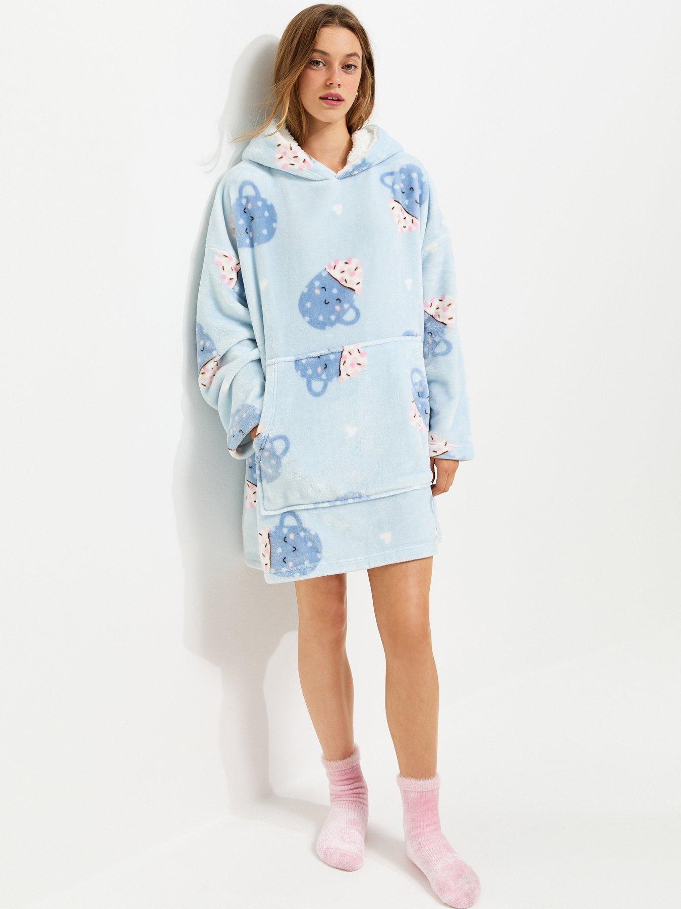Image 1 of 4 of New Look 915 Girls Blue Hot Chocolate Fleece Oversized Hoodie