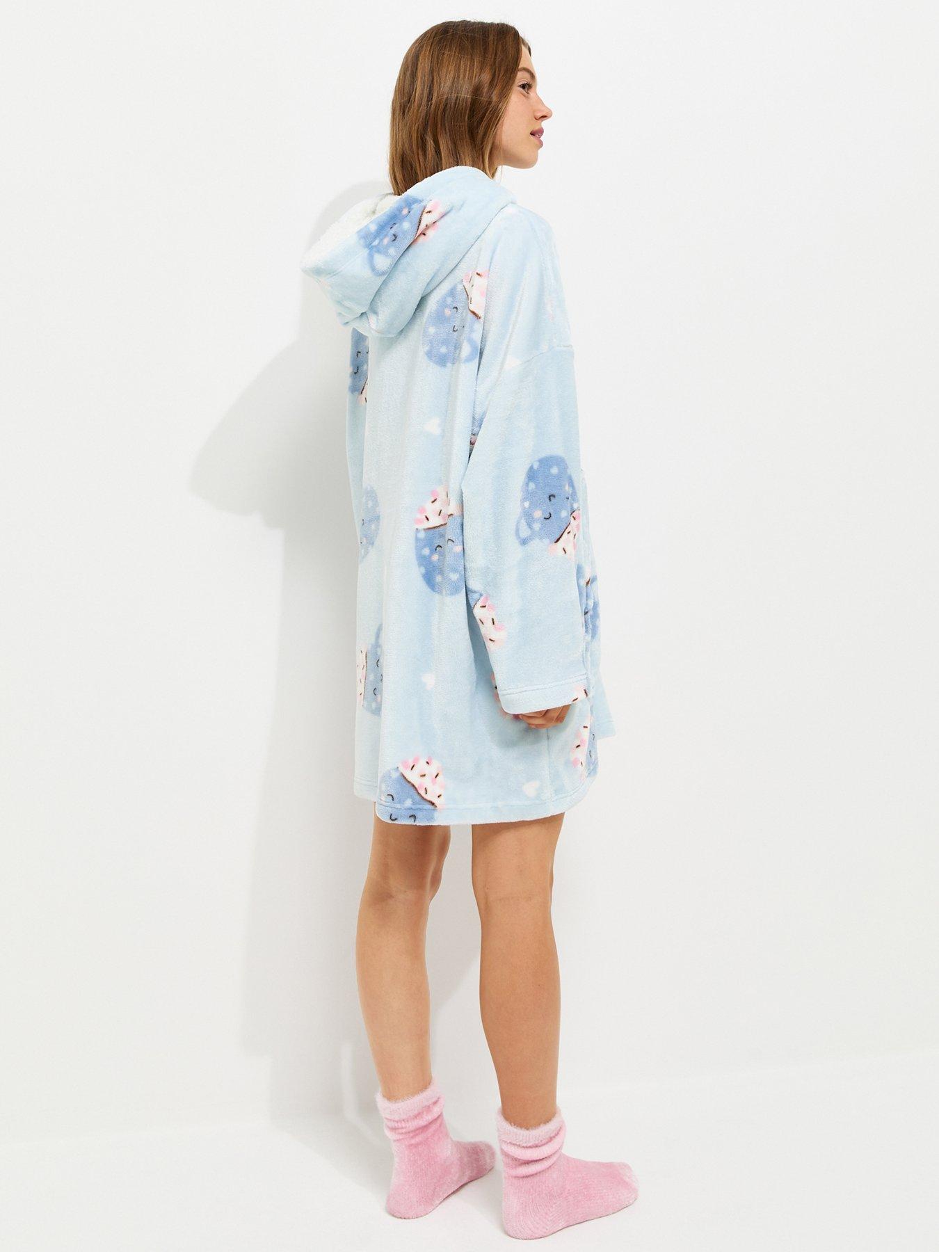 Image 2 of 4 of New Look 915 Girls Blue Hot Chocolate Fleece Oversized Hoodie