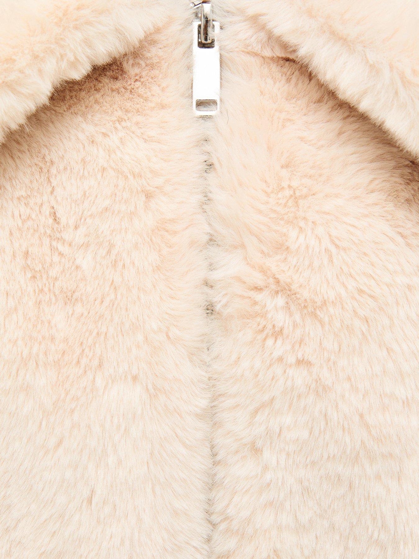 Image 6 of 6 of New Look 915 Girls Off White Faux Fur Zip Through Jacket