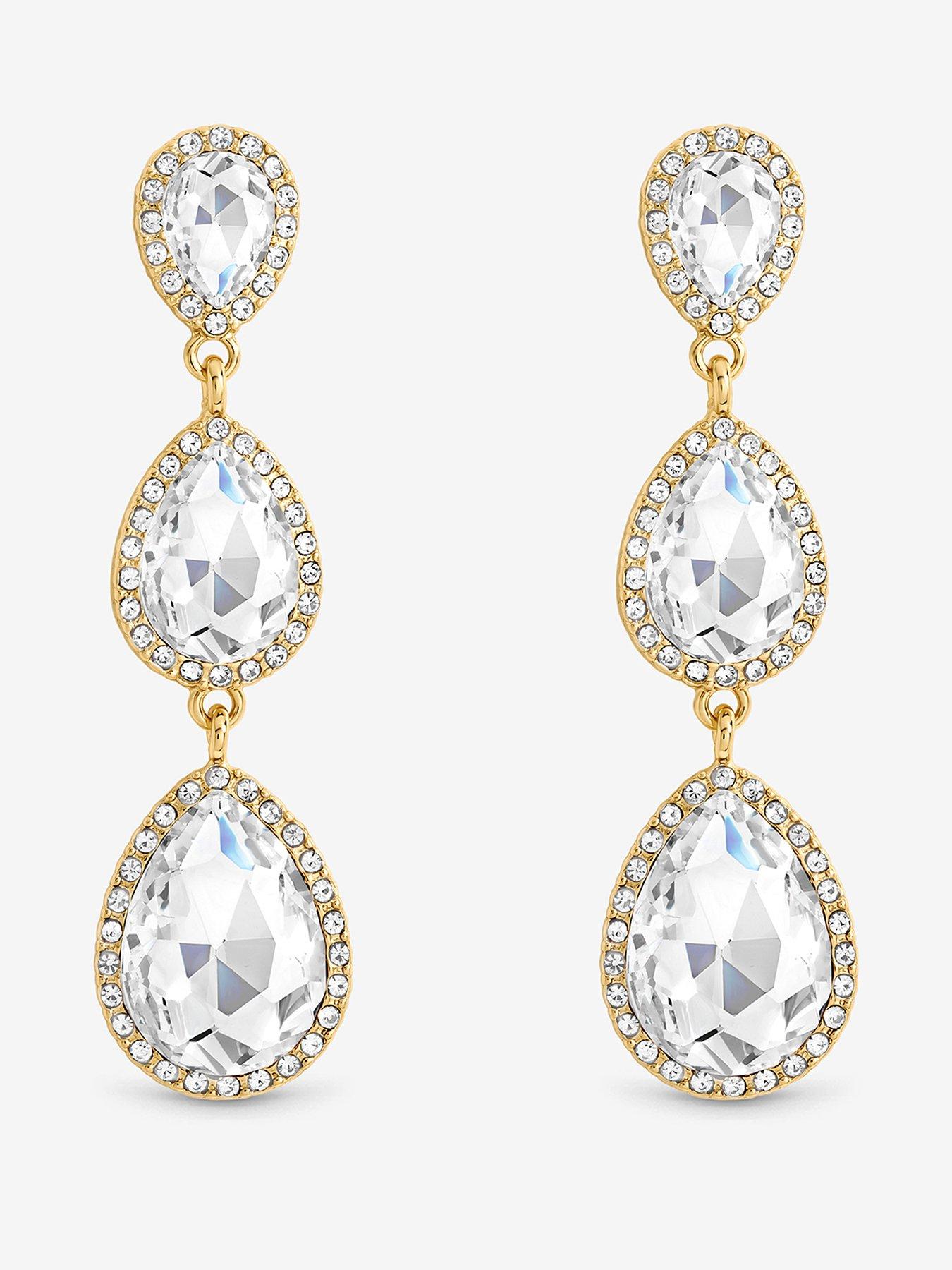 Mood Gold Plated And Crystal Peardrop Earrings