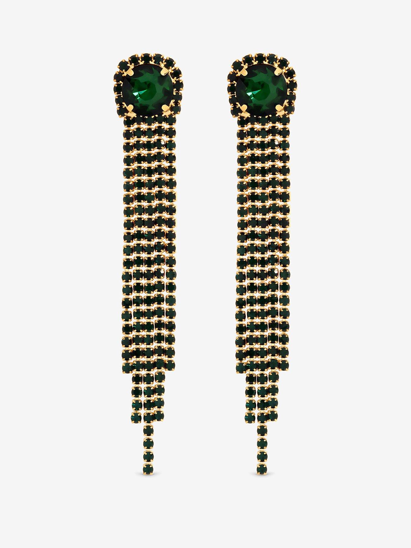 Mood Gold Plated Emerald Drop Earringd