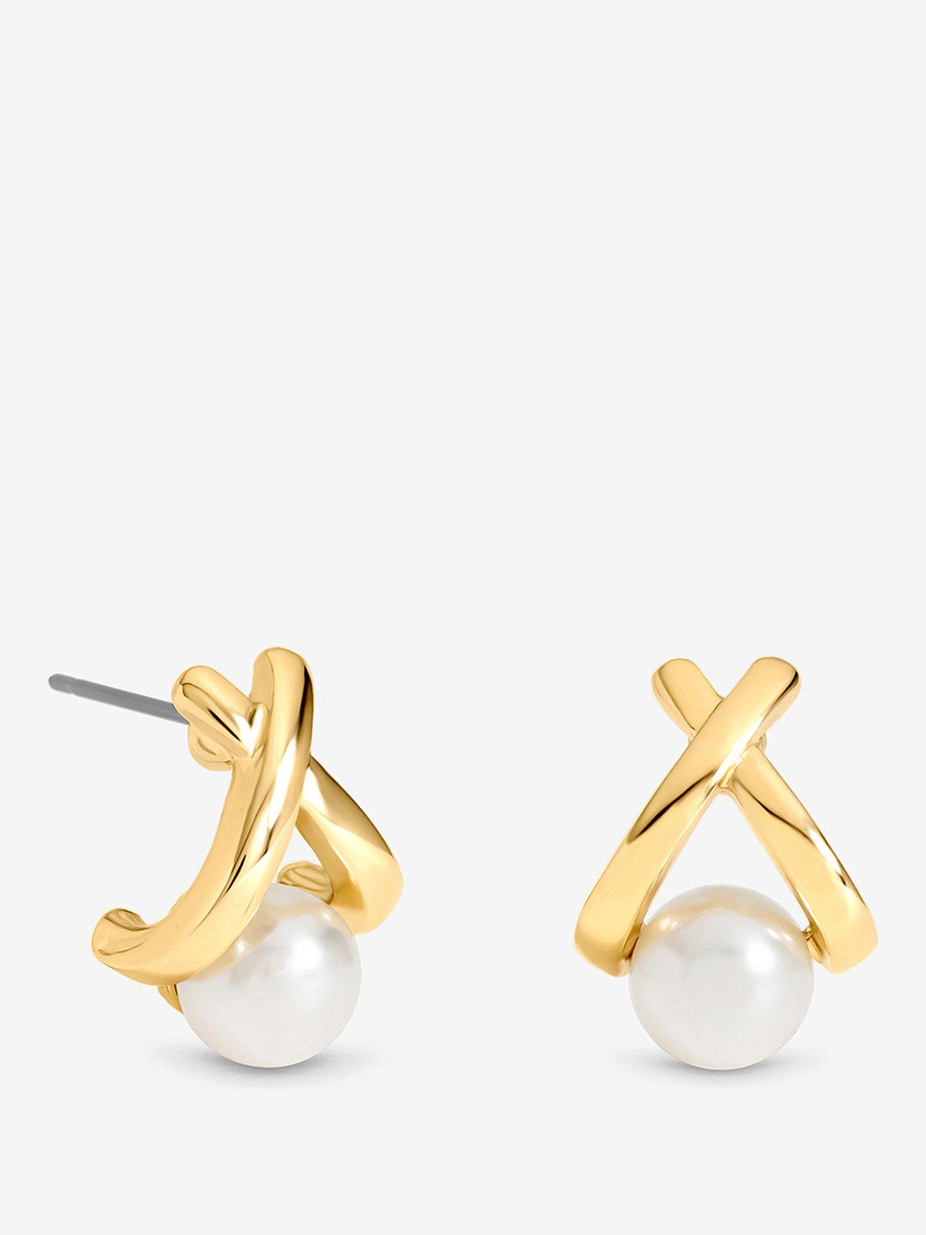 Mood Gold Plated And Pearl Earrings