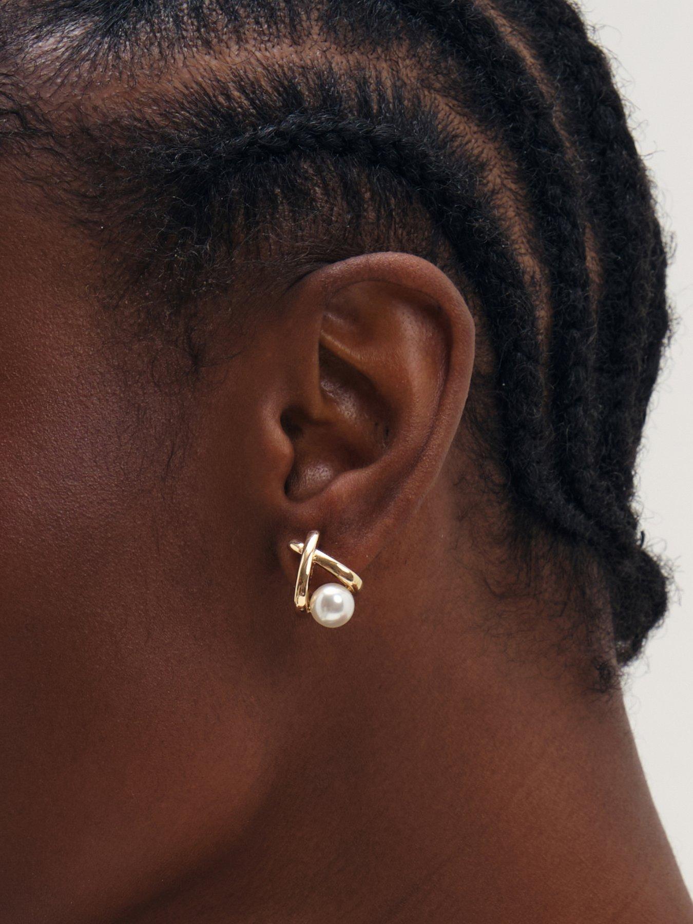 Image 2 of 3 of Mood Mood Gold Plated And Pearl Earrings