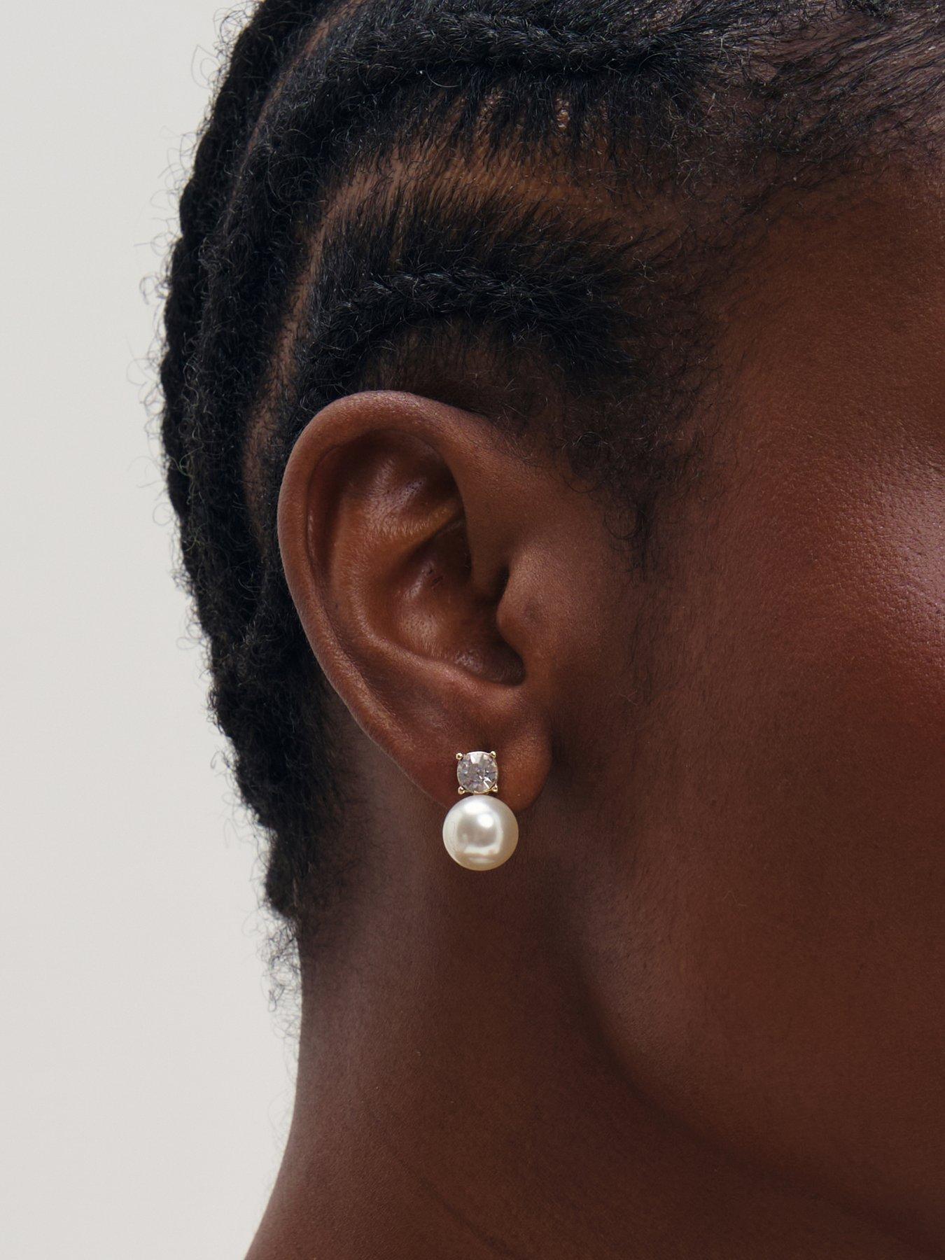 Image 2 of 3 of Mood Silver Plated Crystal And Pearl Earrings