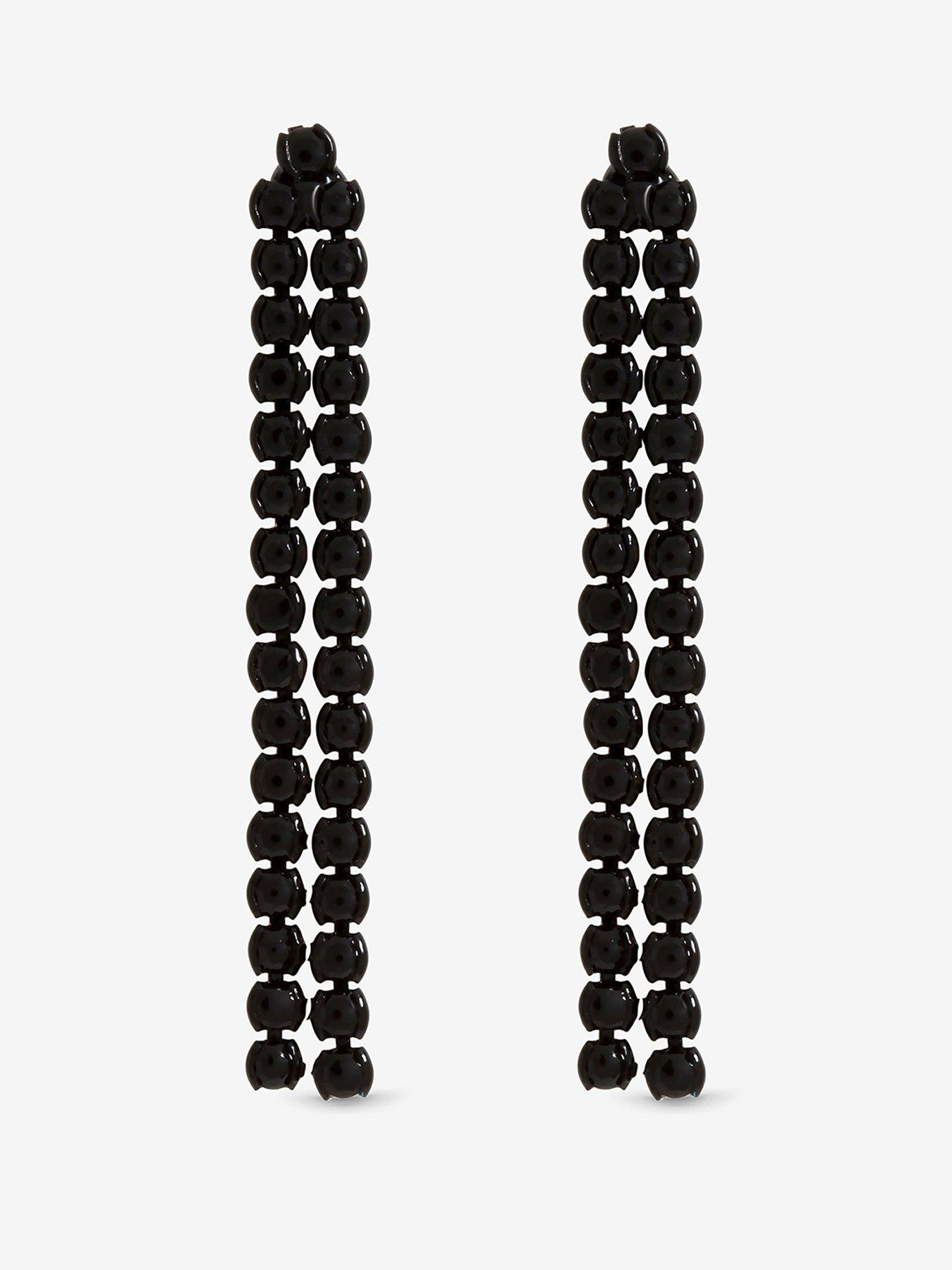 Mood Mood Jet Plated Double Drop Linear Jet Earrings