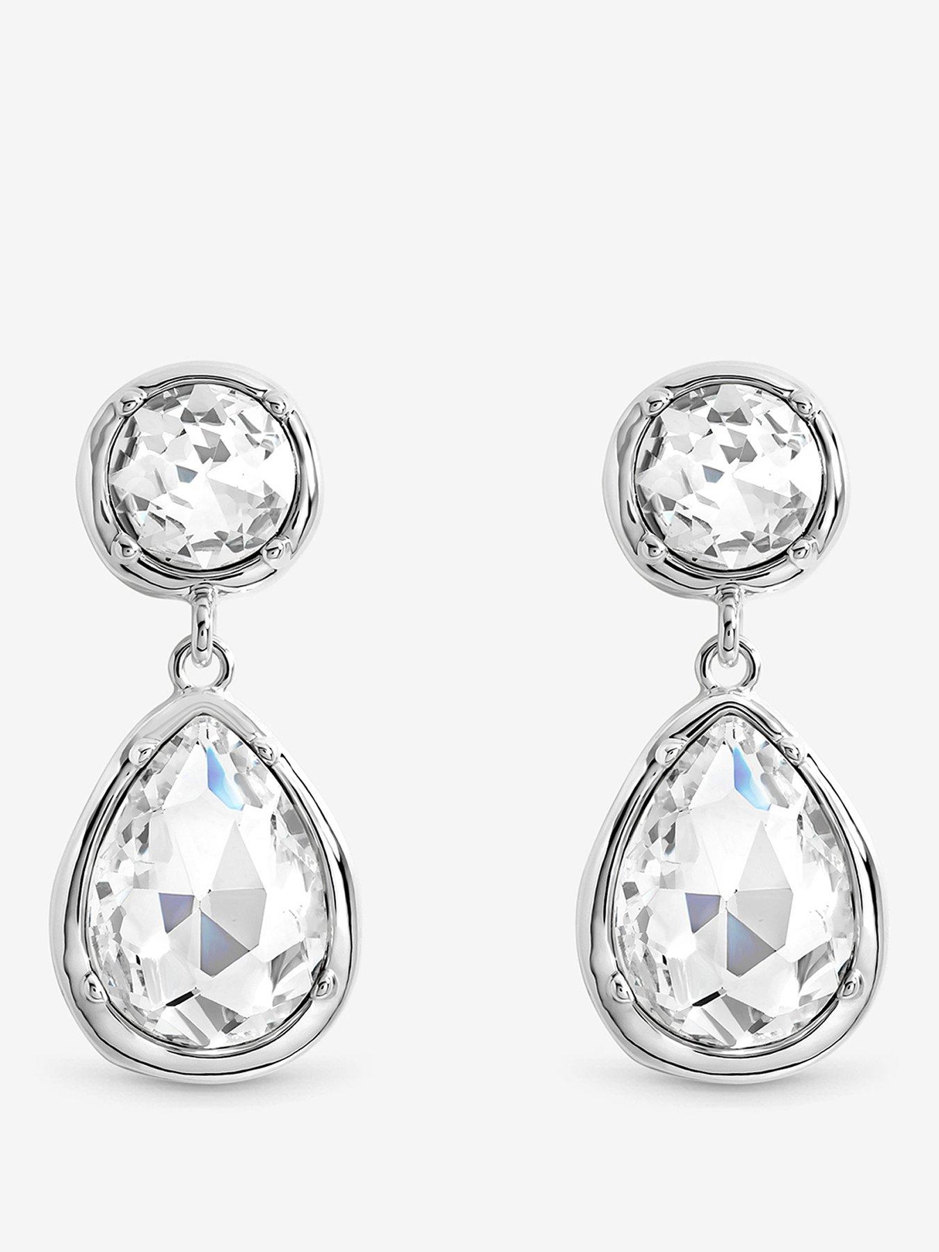 Mood Silver Plated And Crystal Multi Stone Drop Earrings
