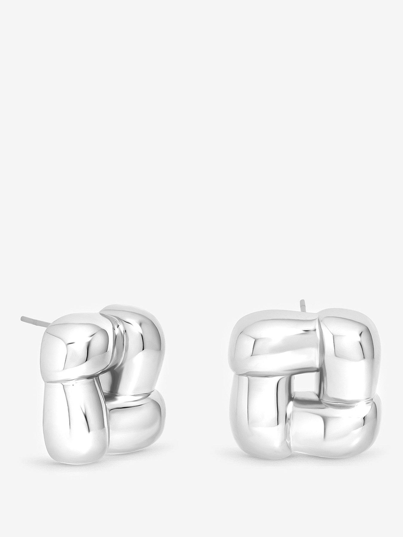 Inicio Inicio Silver Woven Square Studs