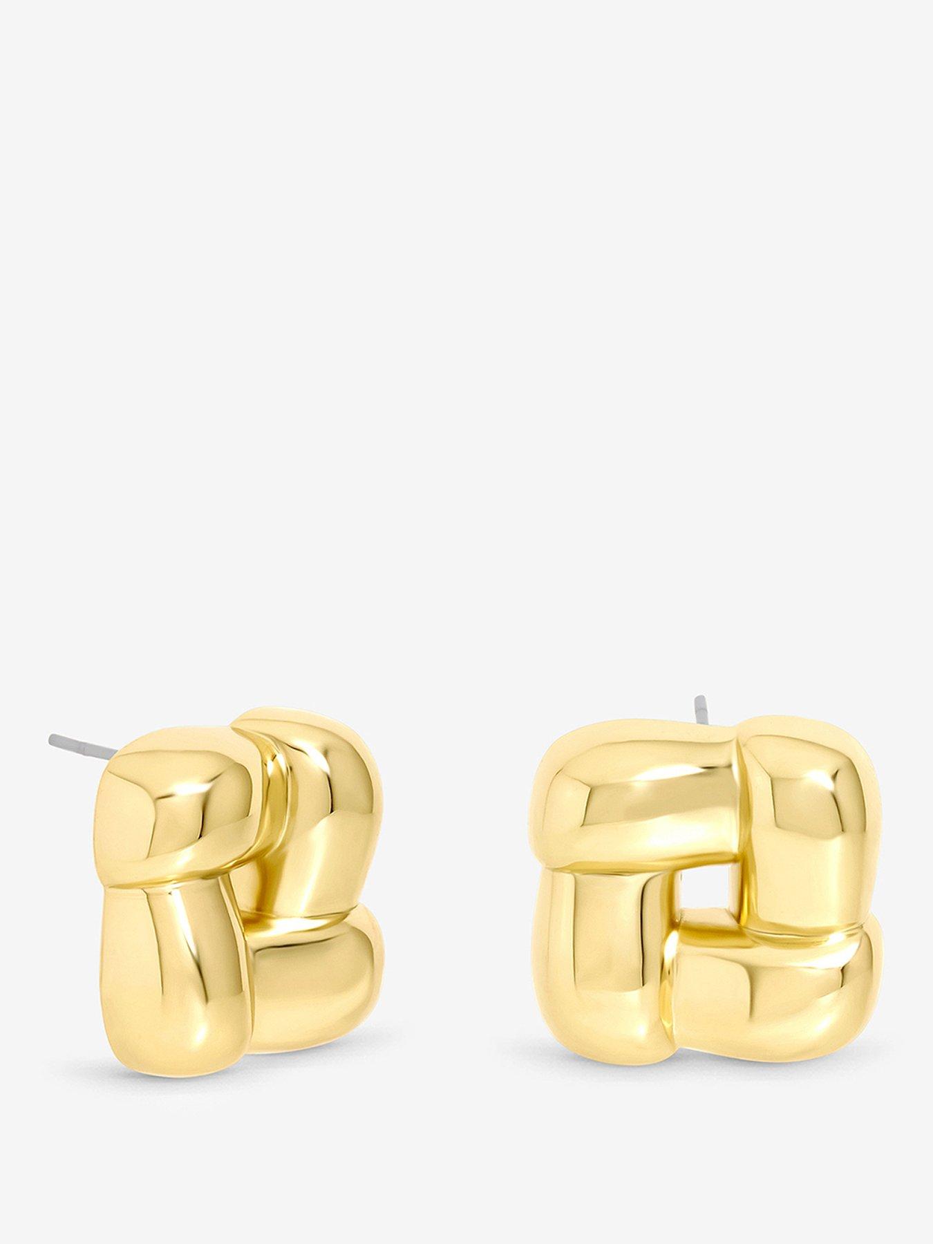 Inicio Inicio Gold Woven Square Studs