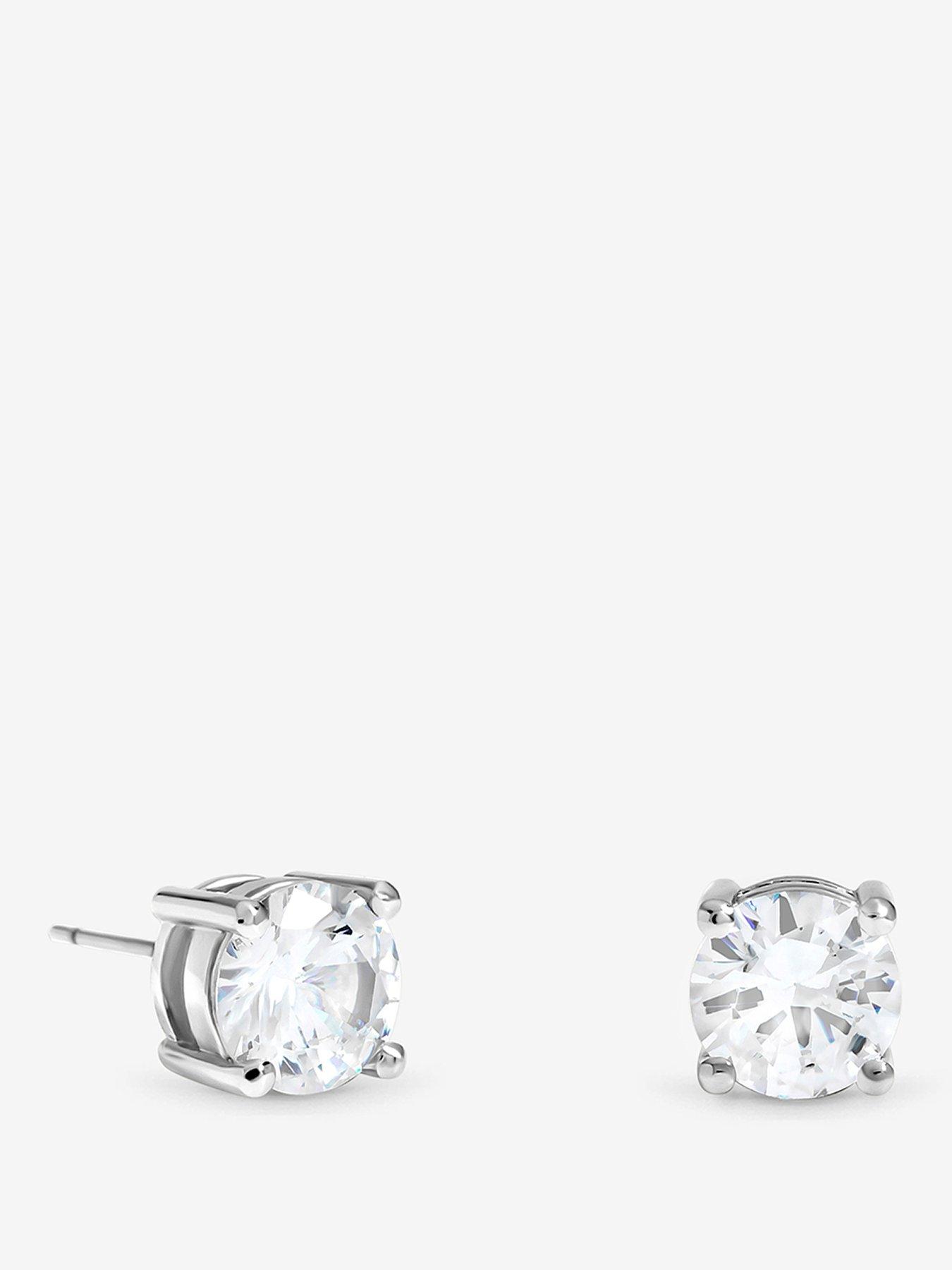 Mood Silver Plate Claw Set Crystal Stud Earring