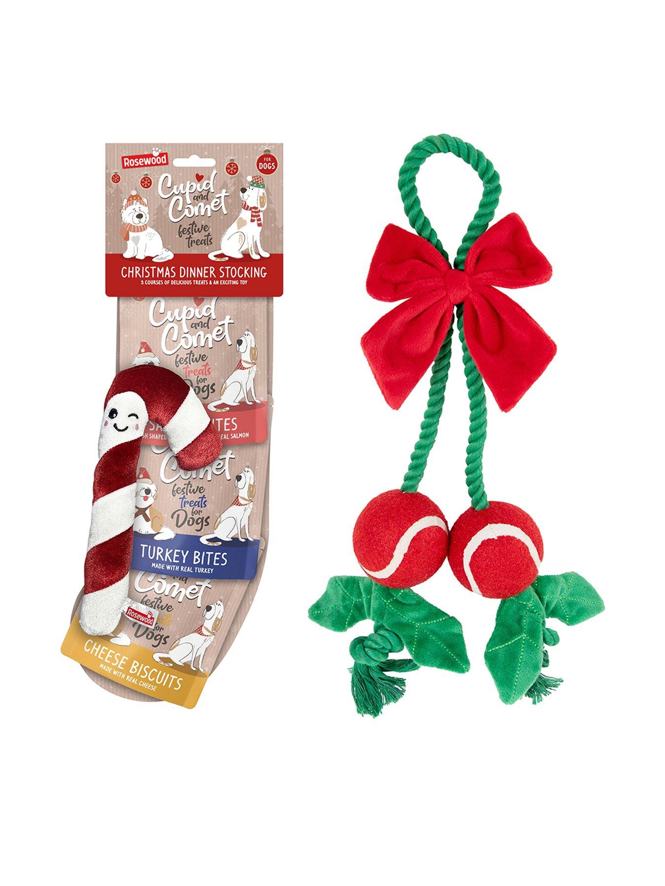 Image 1 of 7 of Rosewood Dog Christmas Dinner Dog Stocking/Holly Jolly Rope Toy