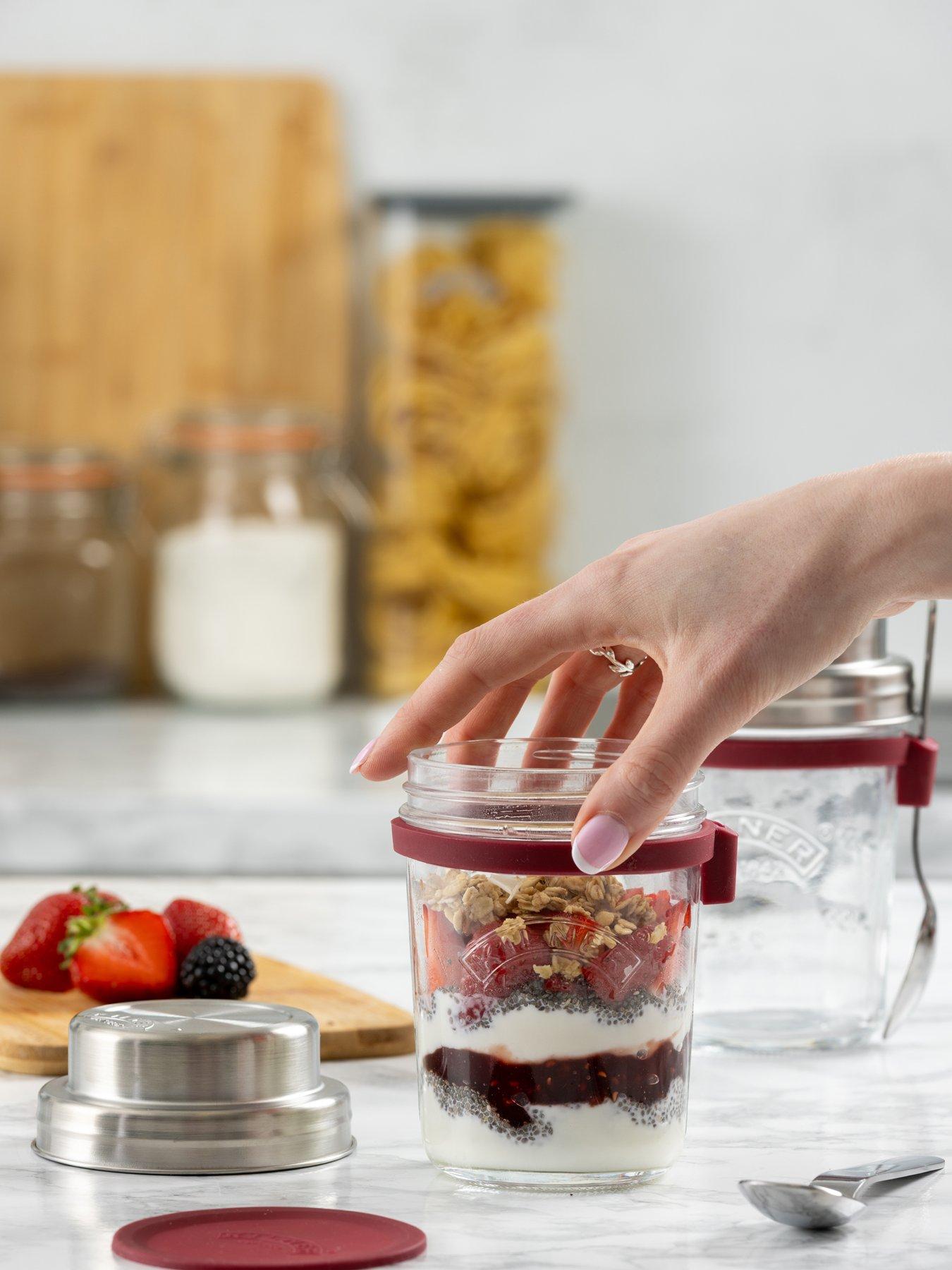 Image 6 of 6 of KILNER On The Go Glass Breakfast Jar Set Of 2