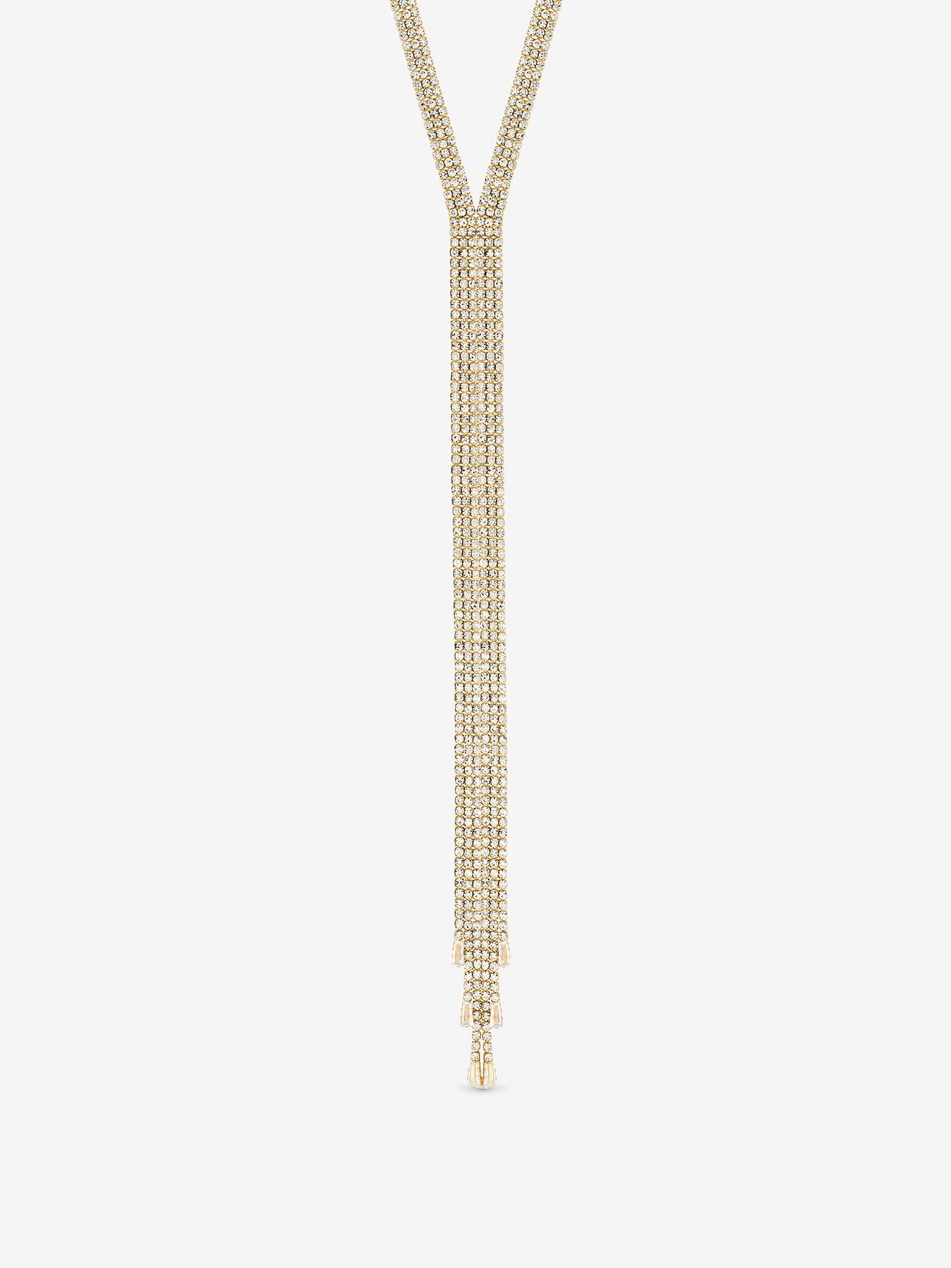 Mood MOOD GOLD CRYSTAL LARIAT NECKLACE