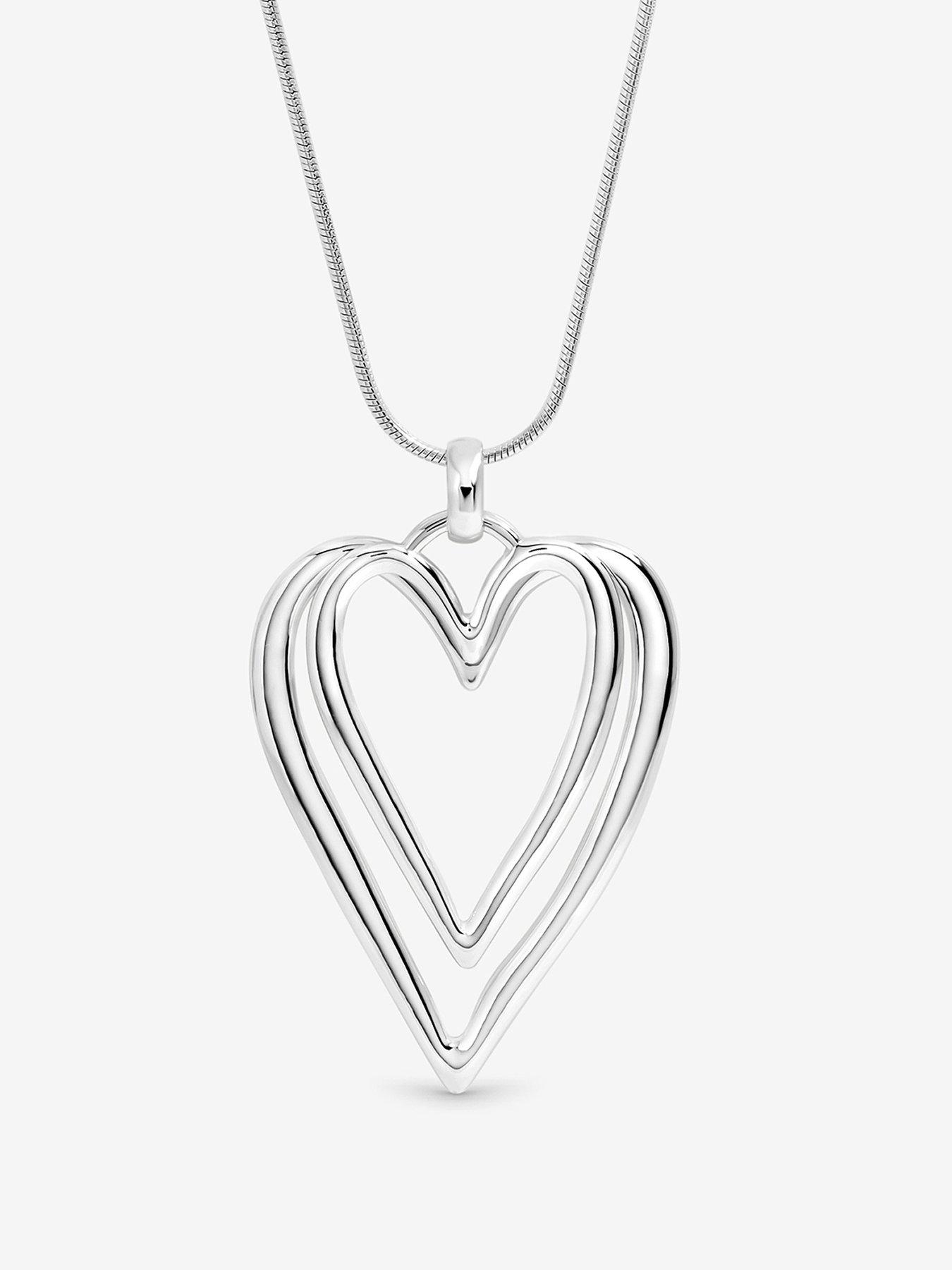 Image 1 of 3 of Mood SILVER PLATE SNAKE CHAIN OPEN HEART PENDANT