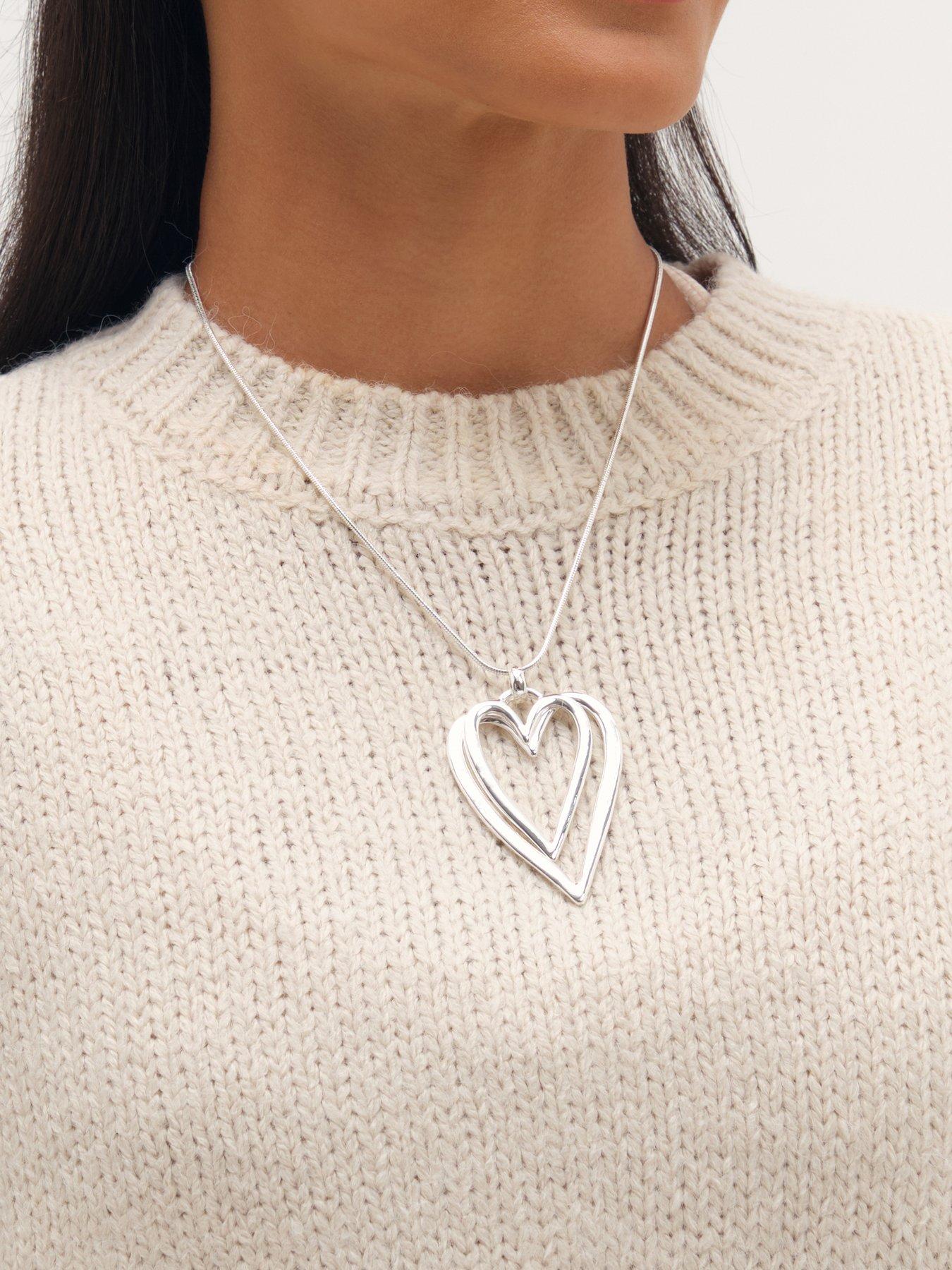 Image 2 of 3 of Mood SILVER PLATE SNAKE CHAIN OPEN HEART PENDANT
