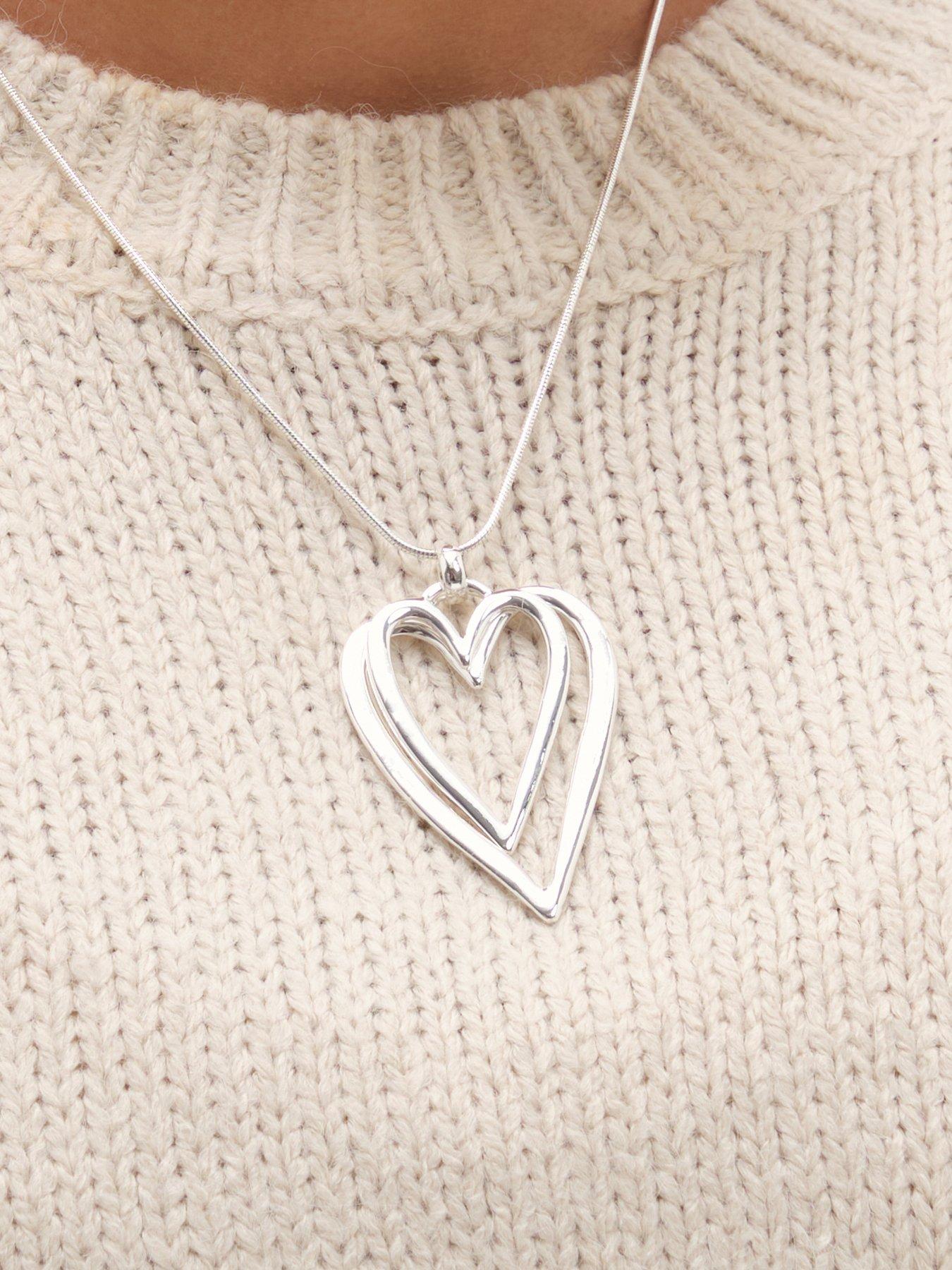 Image 3 of 3 of Mood SILVER PLATE SNAKE CHAIN OPEN HEART PENDANT
