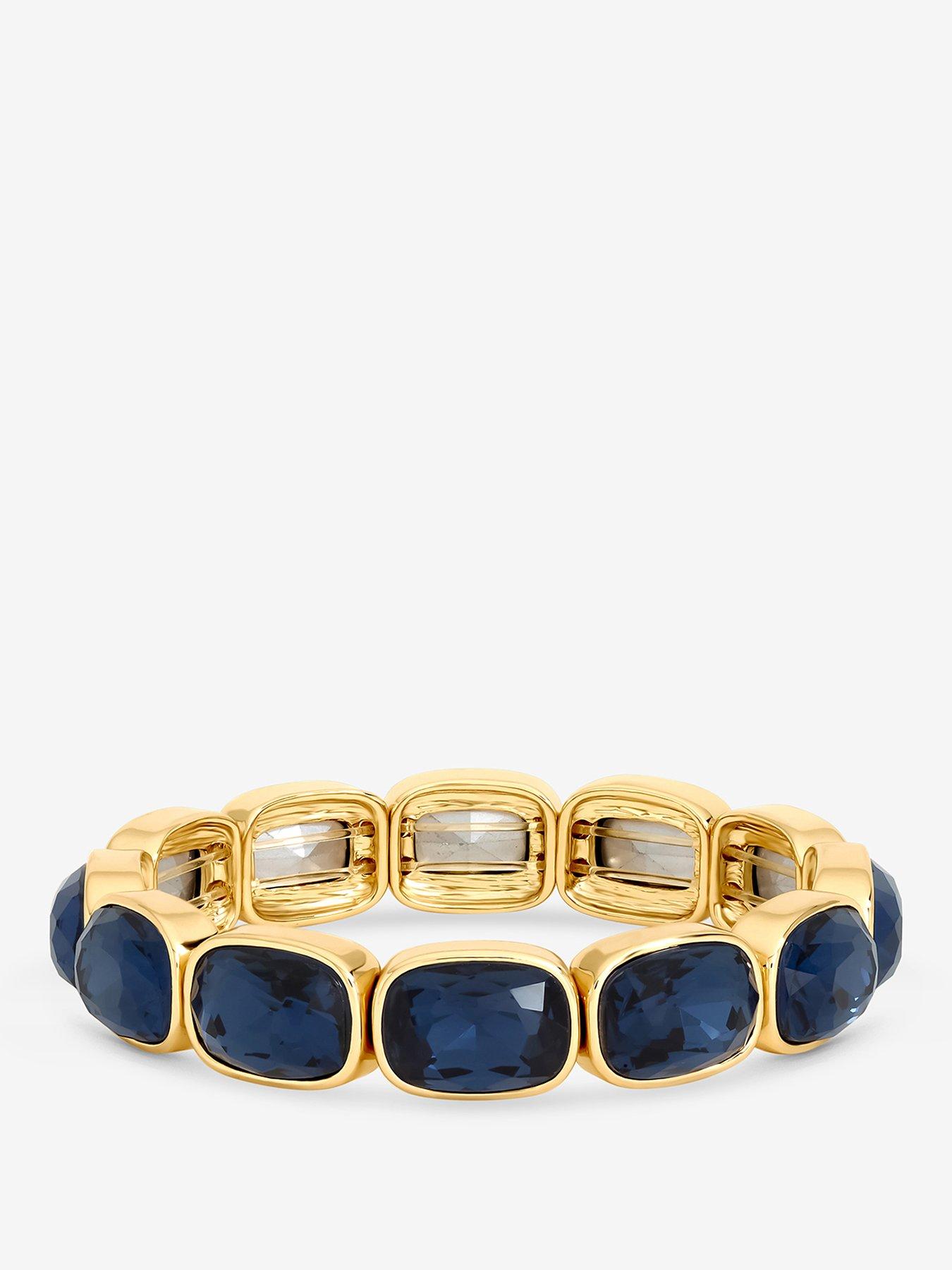 Mood Gold Plated And Blue Stretch Bracelet