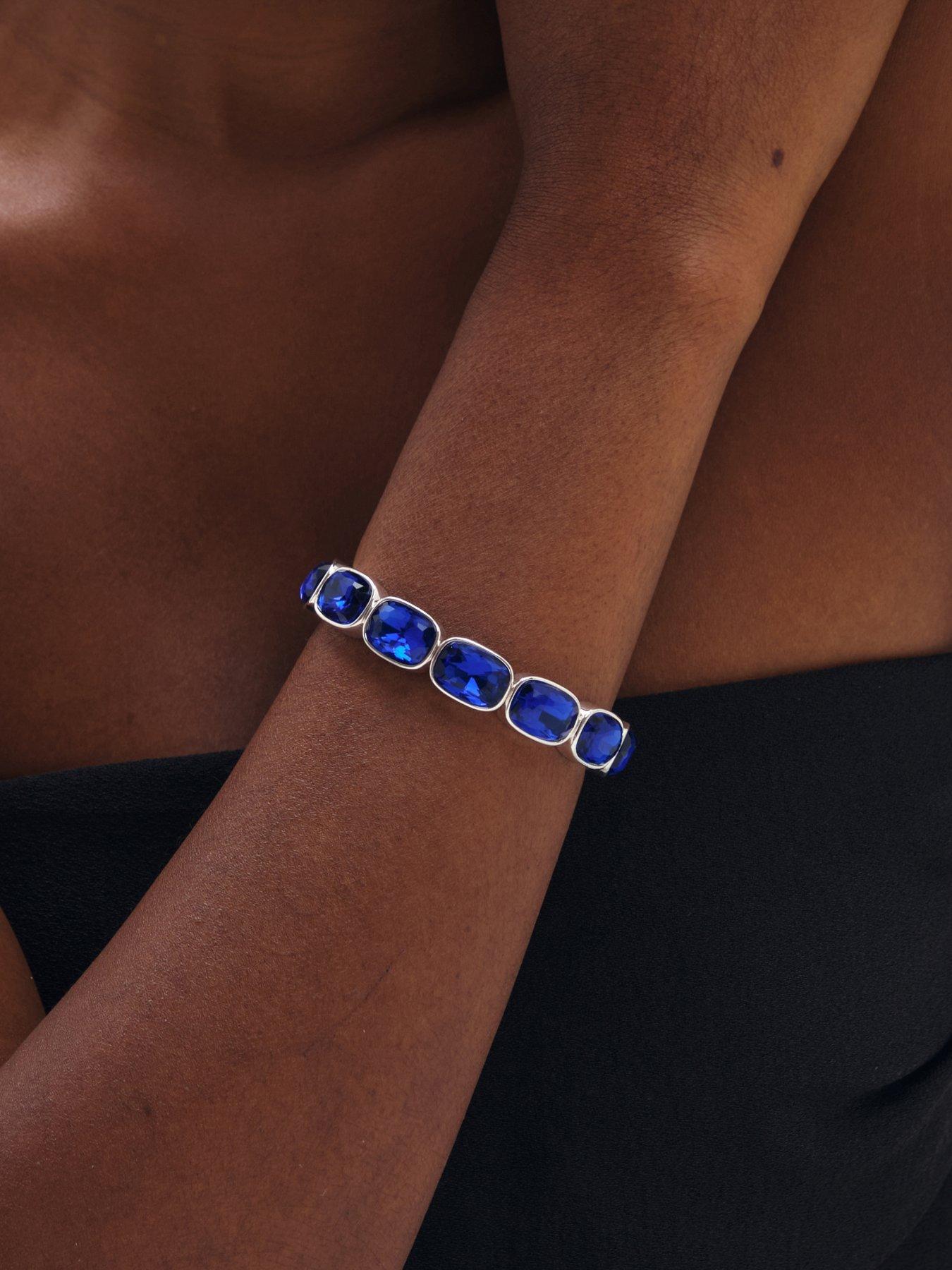 Image 2 of 3 of Mood Mood Gold Plated And Blue Stretch Bracelet