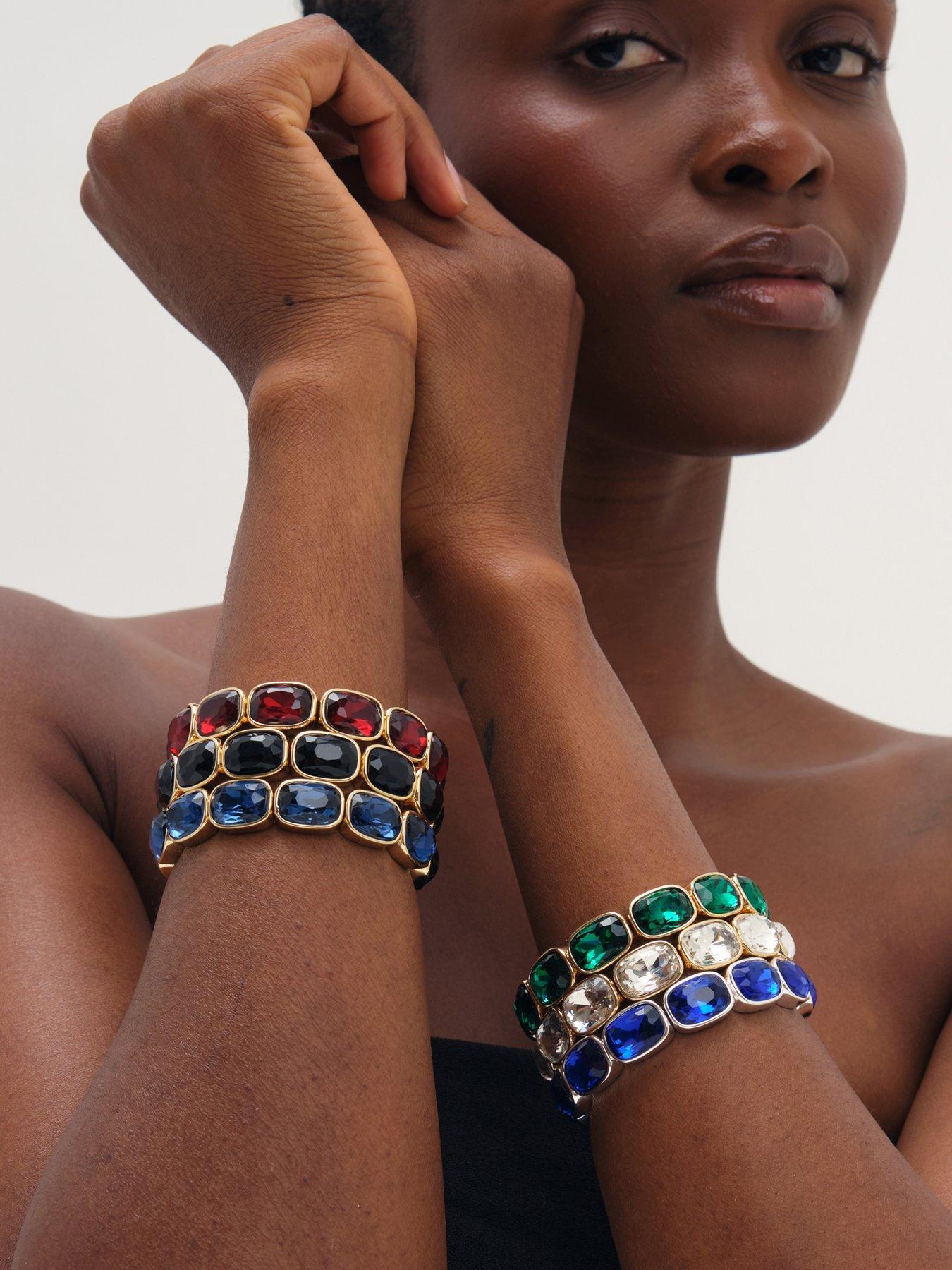 Image 3 of 3 of Mood Mood Gold Plated And Blue Stretch Bracelet