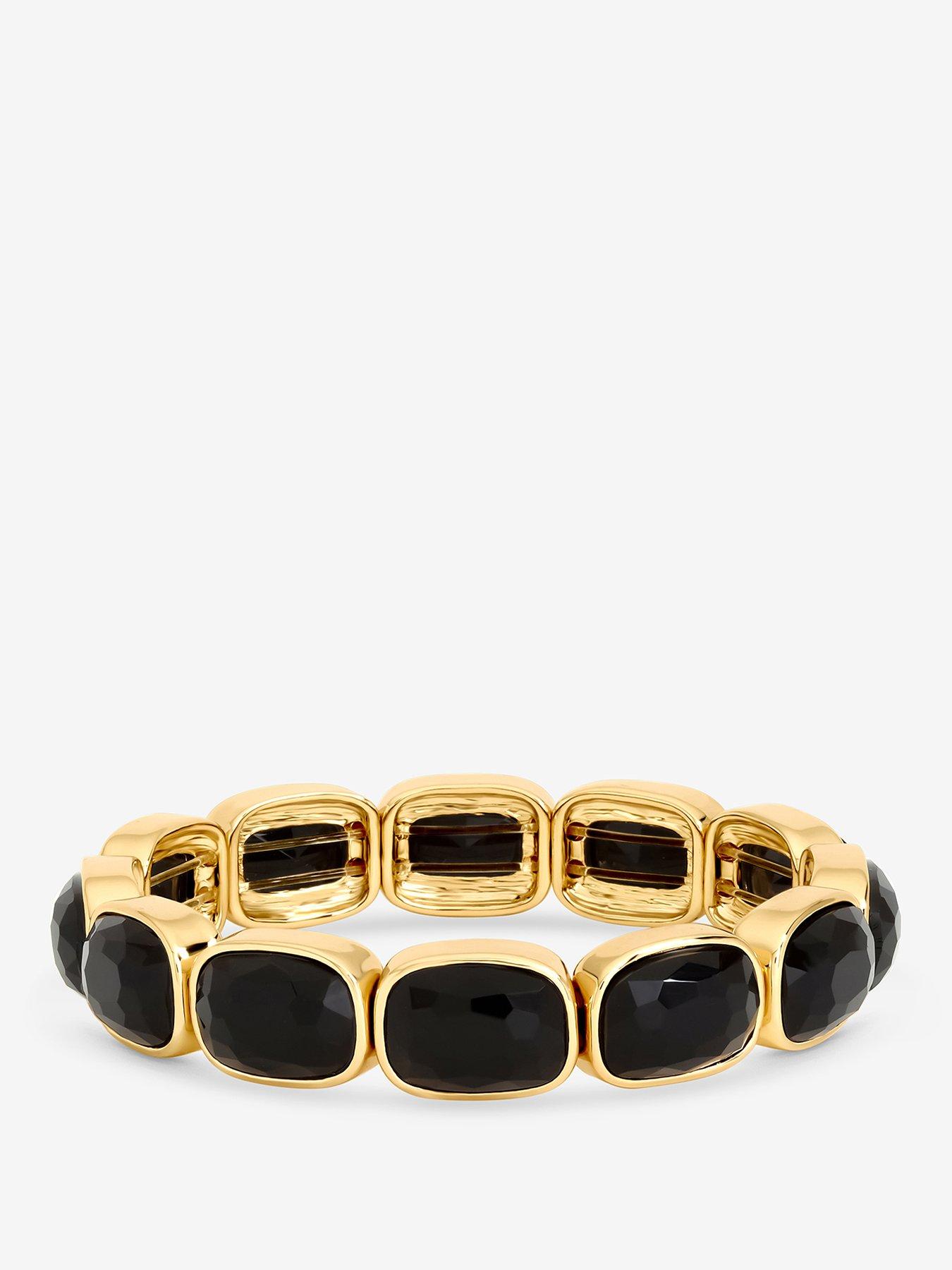 Mood Gold Plated And Jet Stretch Bracelet