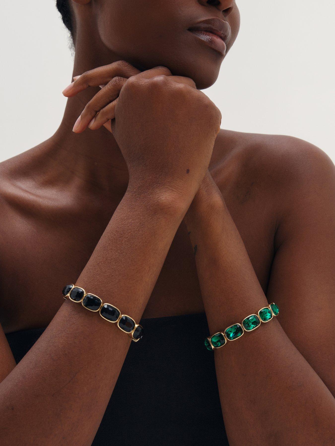 Image 2 of 3 of Mood Mood Gold Plated And Jet Stretch Bracelet