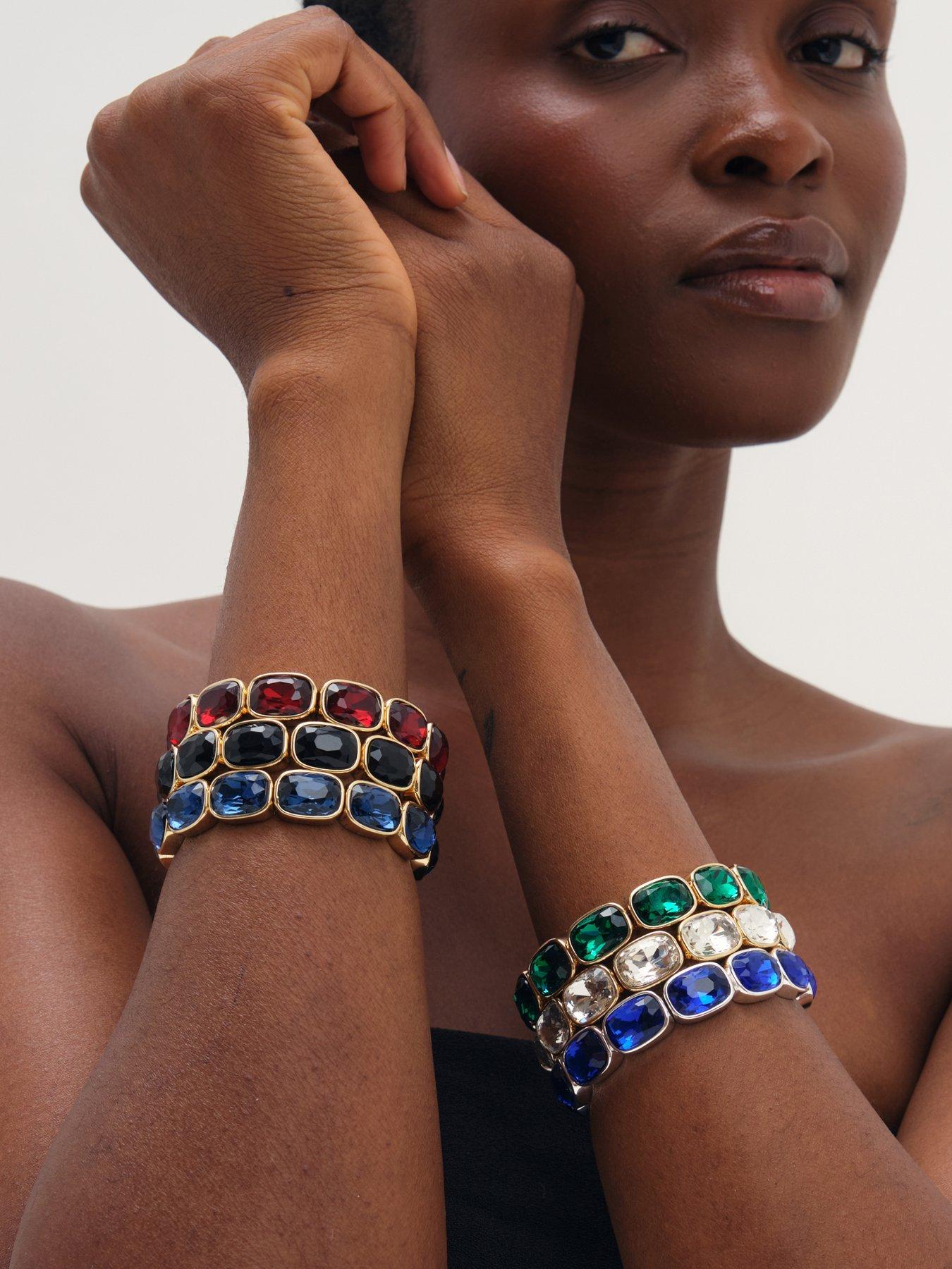 Image 3 of 3 of Mood Mood Gold Plated And Jet Stretch Bracelet