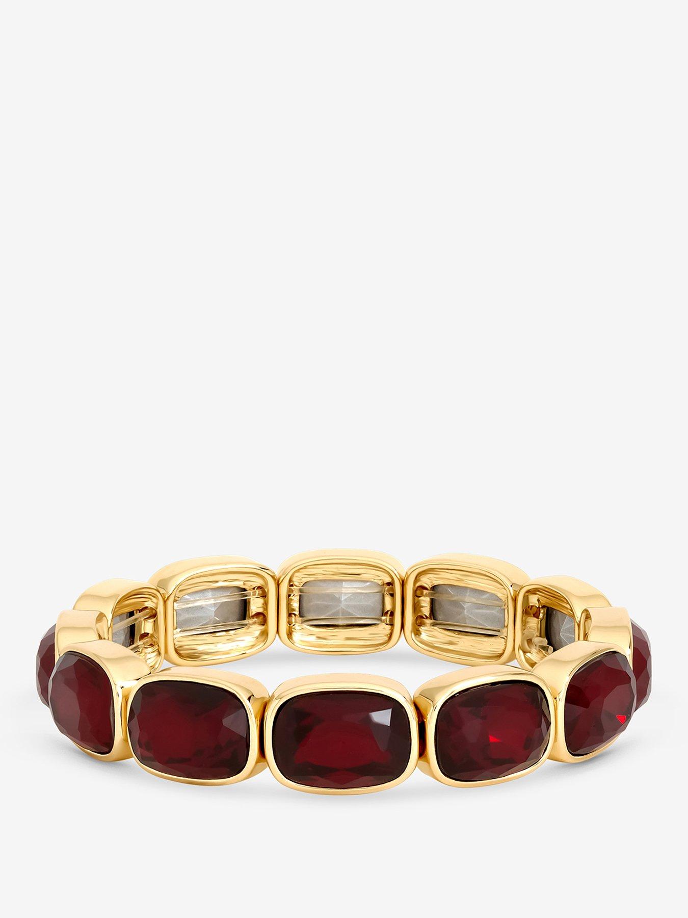 Mood Gold Plated And Red Stretch Bracelet