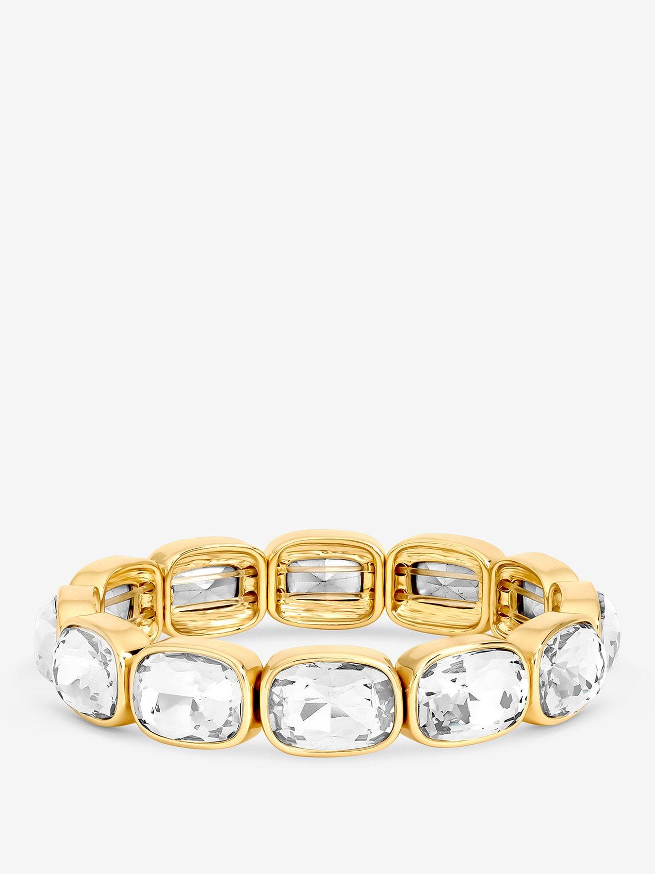Mood Gold Plated And Crystal Stretch Barcelet