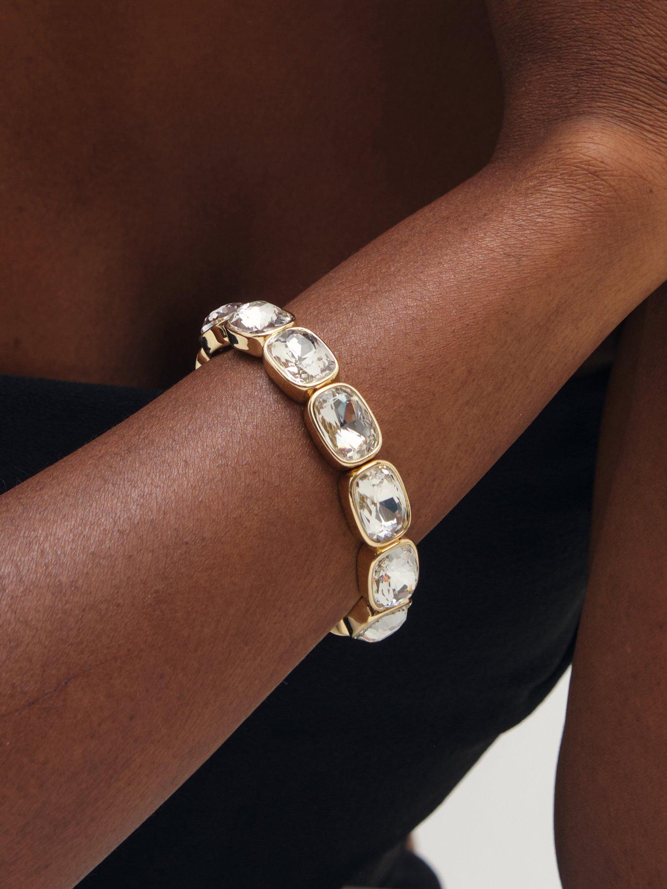 Image 2 of 2 of Mood Mood Gold Plated And Crystal Stretch Barcelet