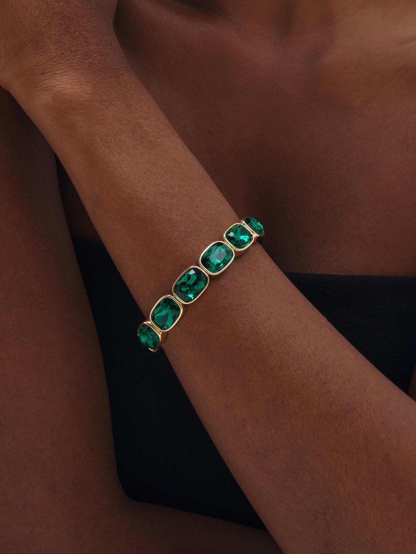 Image 2 of 3 of Mood Mood Gold Plated And Emerald Stretch Bracelet