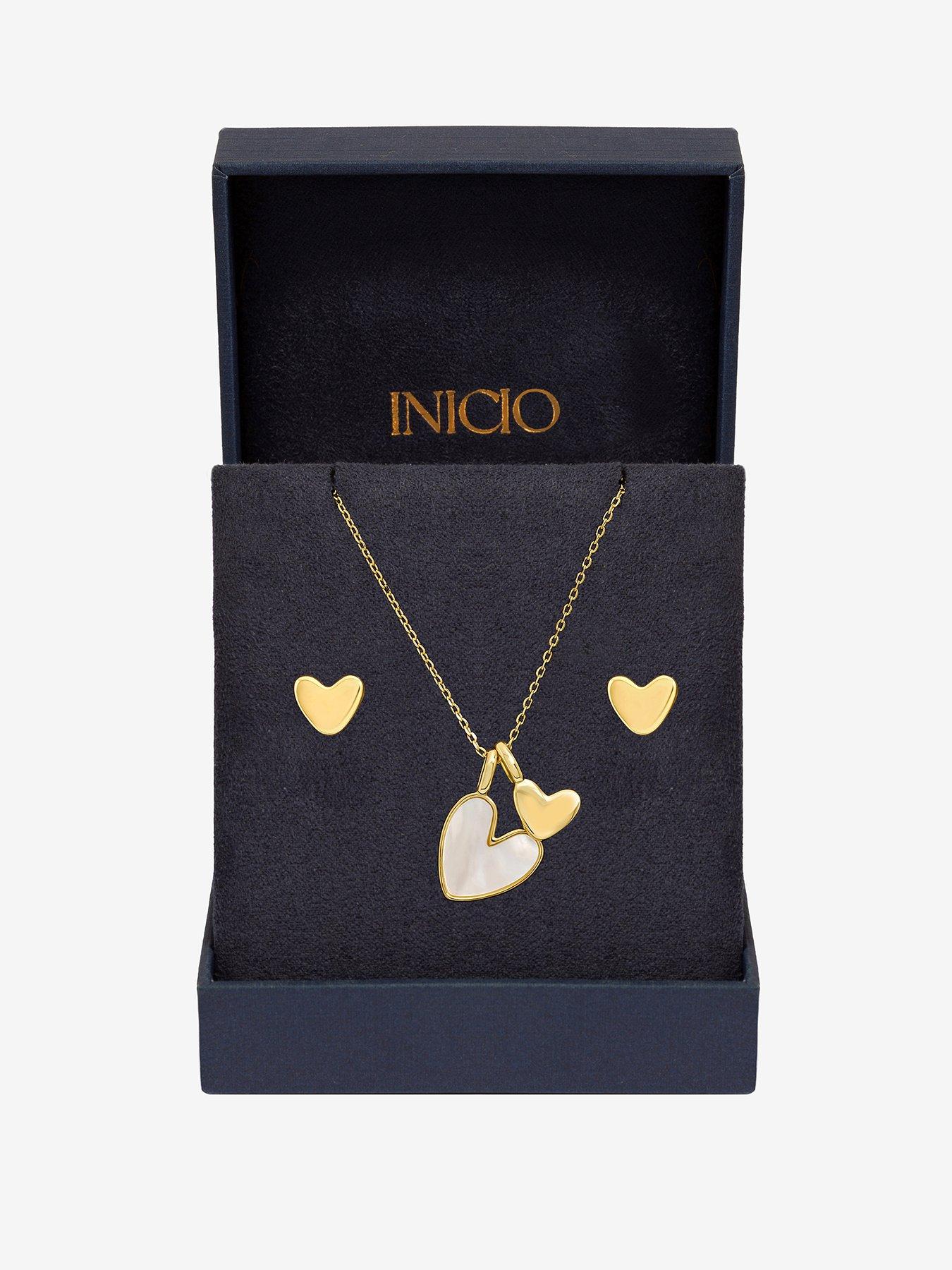 Image 1 of 2 of Inicio Gold Mother of Pearl Heart Set