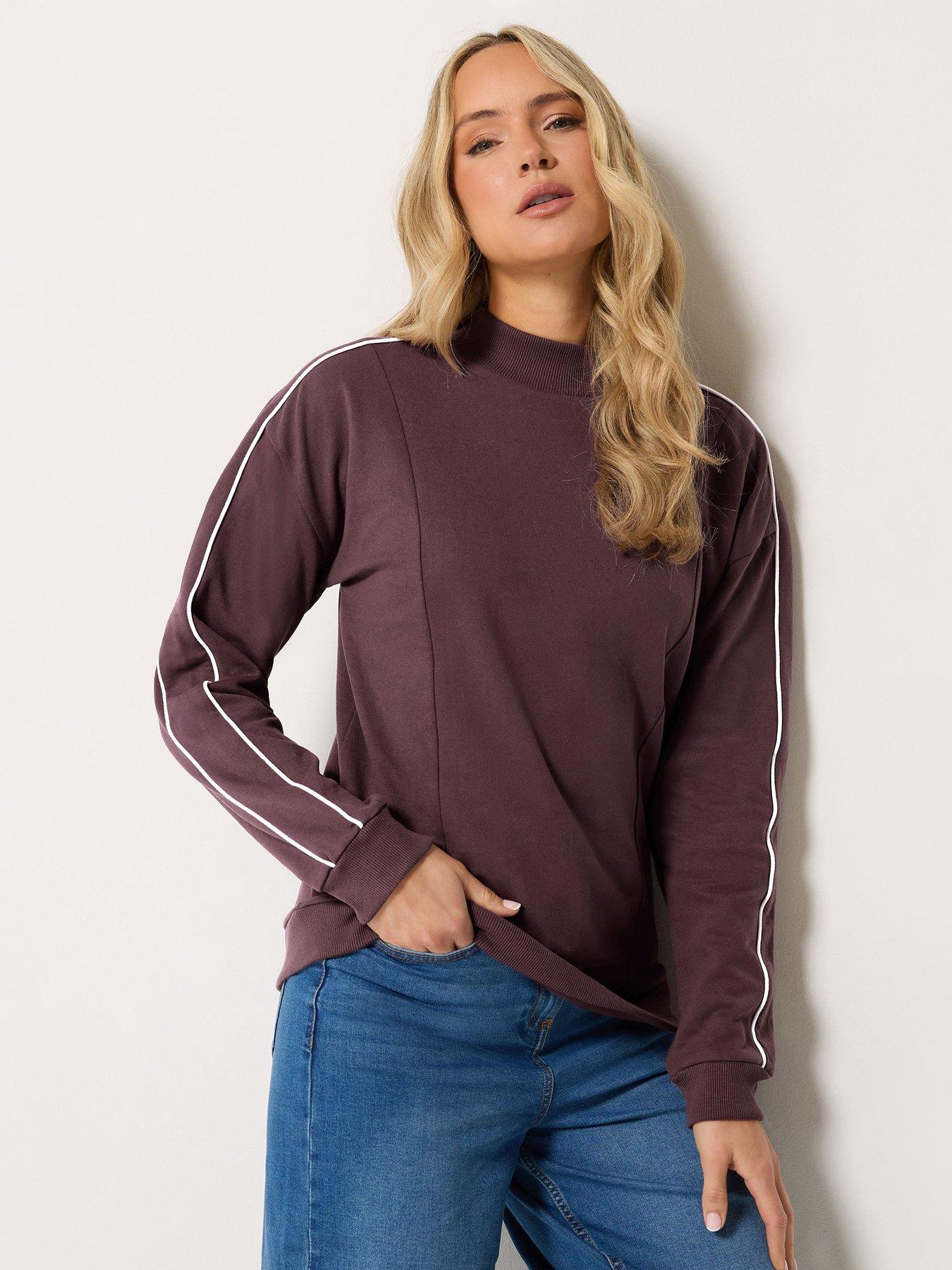 Long Tall Sally High Neck Piped Sweatshirt - Purple