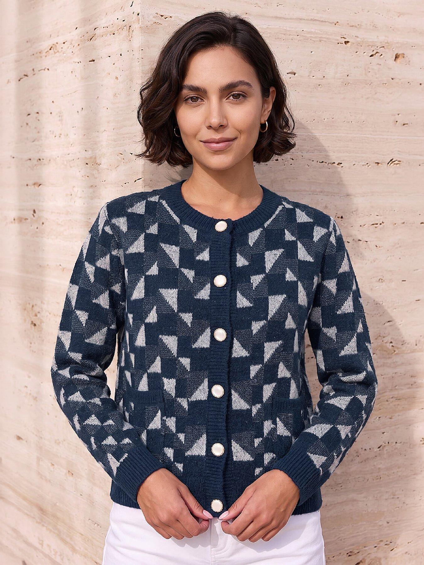 Image 1 of 4 of Roman Abstract Pattern Knit Cardigan