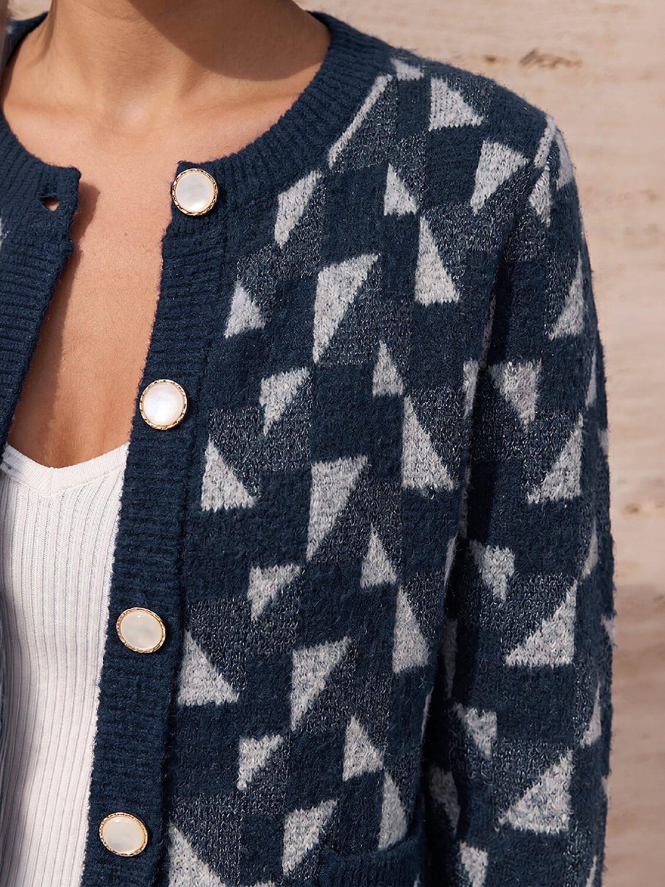 Image 2 of 4 of Roman Abstract Pattern Knit Cardigan