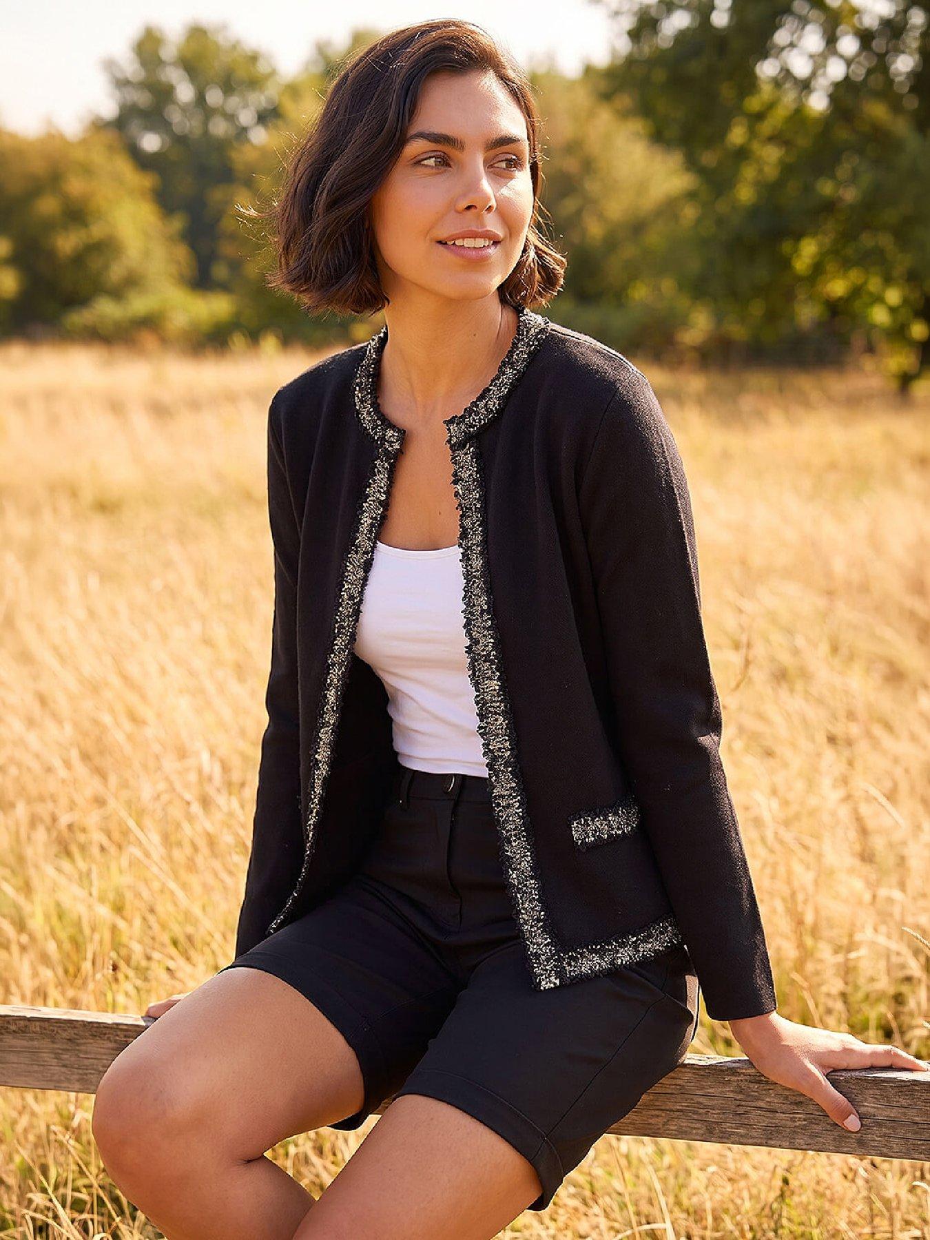 Roman Tweed Detail Cardigan