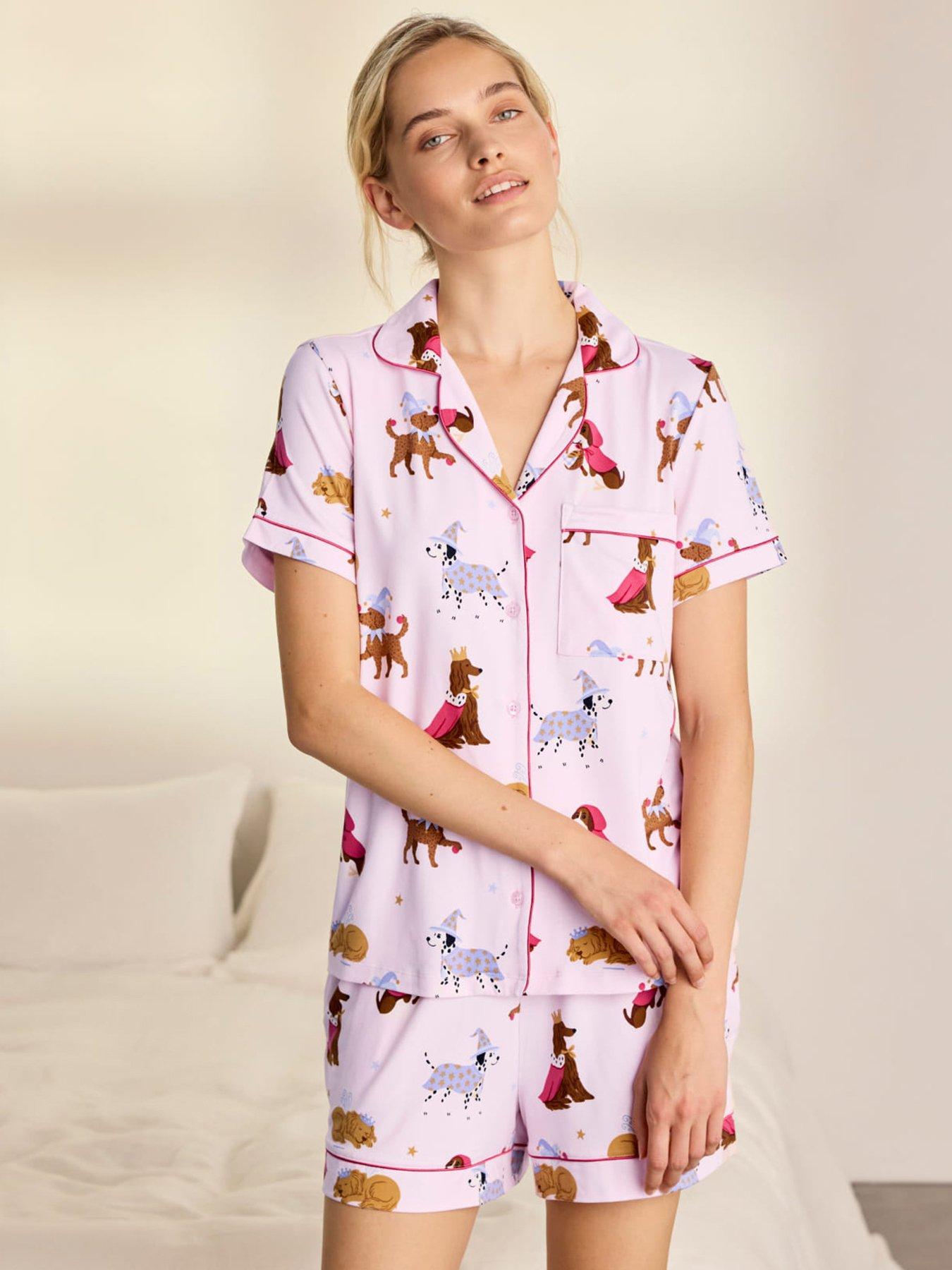 CHELSEA PEERS Chelsea Peers Fairytale Dogs Print Short Pyjama Set - Pink