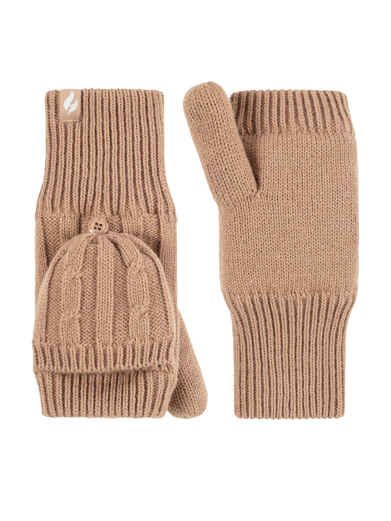 Image 1 of 5 of Heat Holders HEAT HOLDERS CABLE KNIT CONVERTER MITTENS - BEIGE