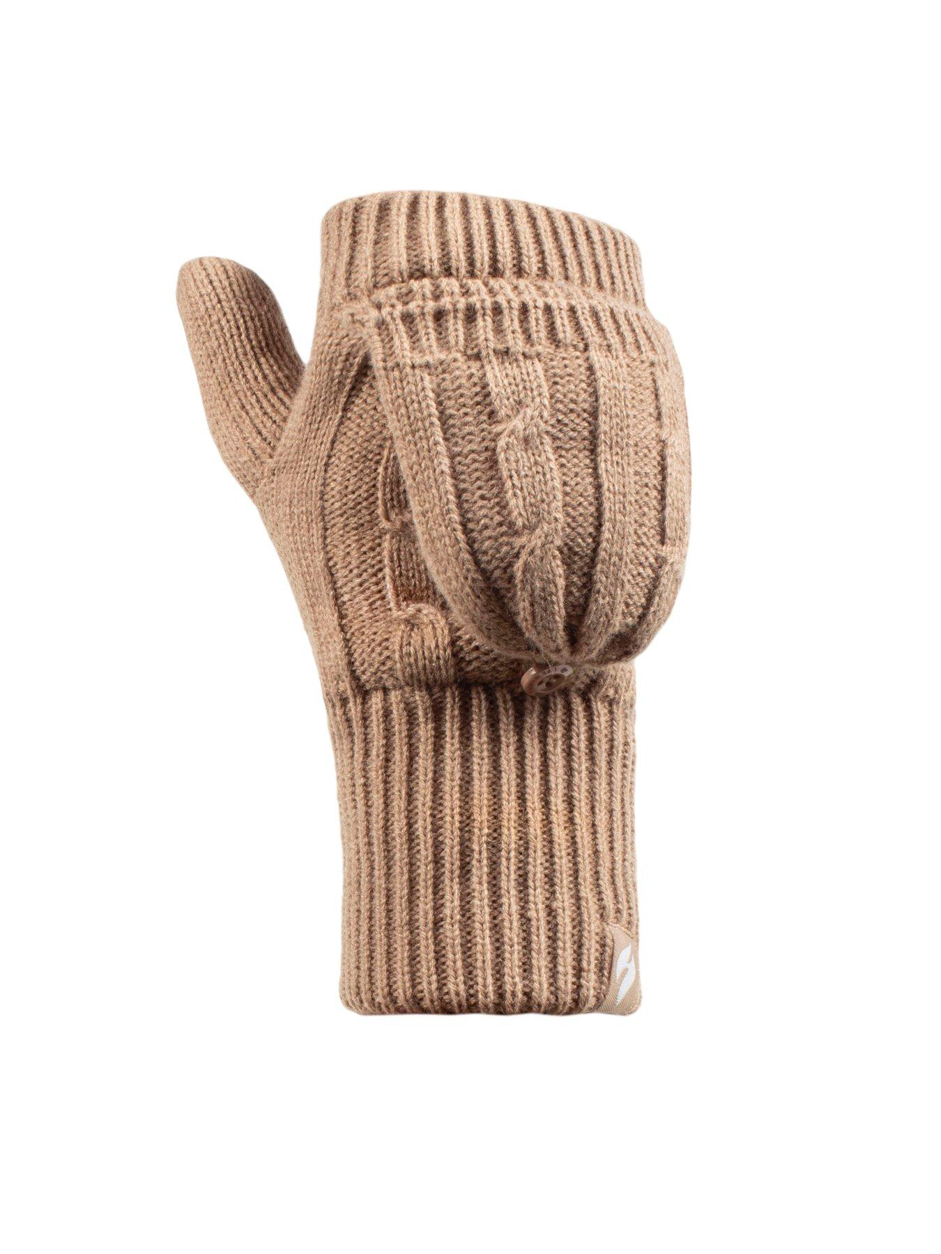 Image 3 of 5 of Heat Holders HEAT HOLDERS CABLE KNIT CONVERTER MITTENS - BEIGE