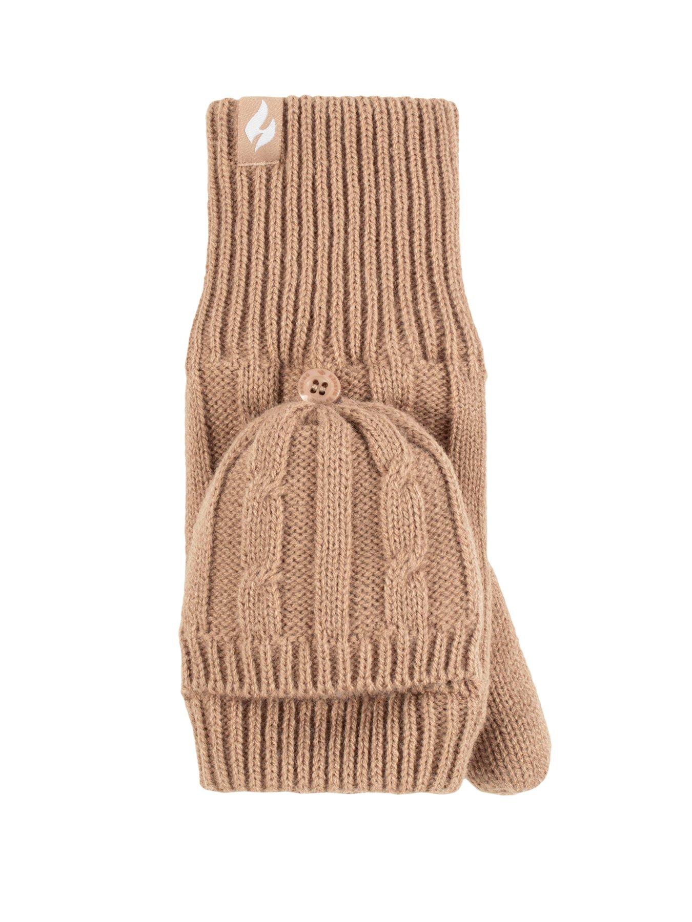 Image 4 of 5 of Heat Holders HEAT HOLDERS CABLE KNIT CONVERTER MITTENS - BEIGE