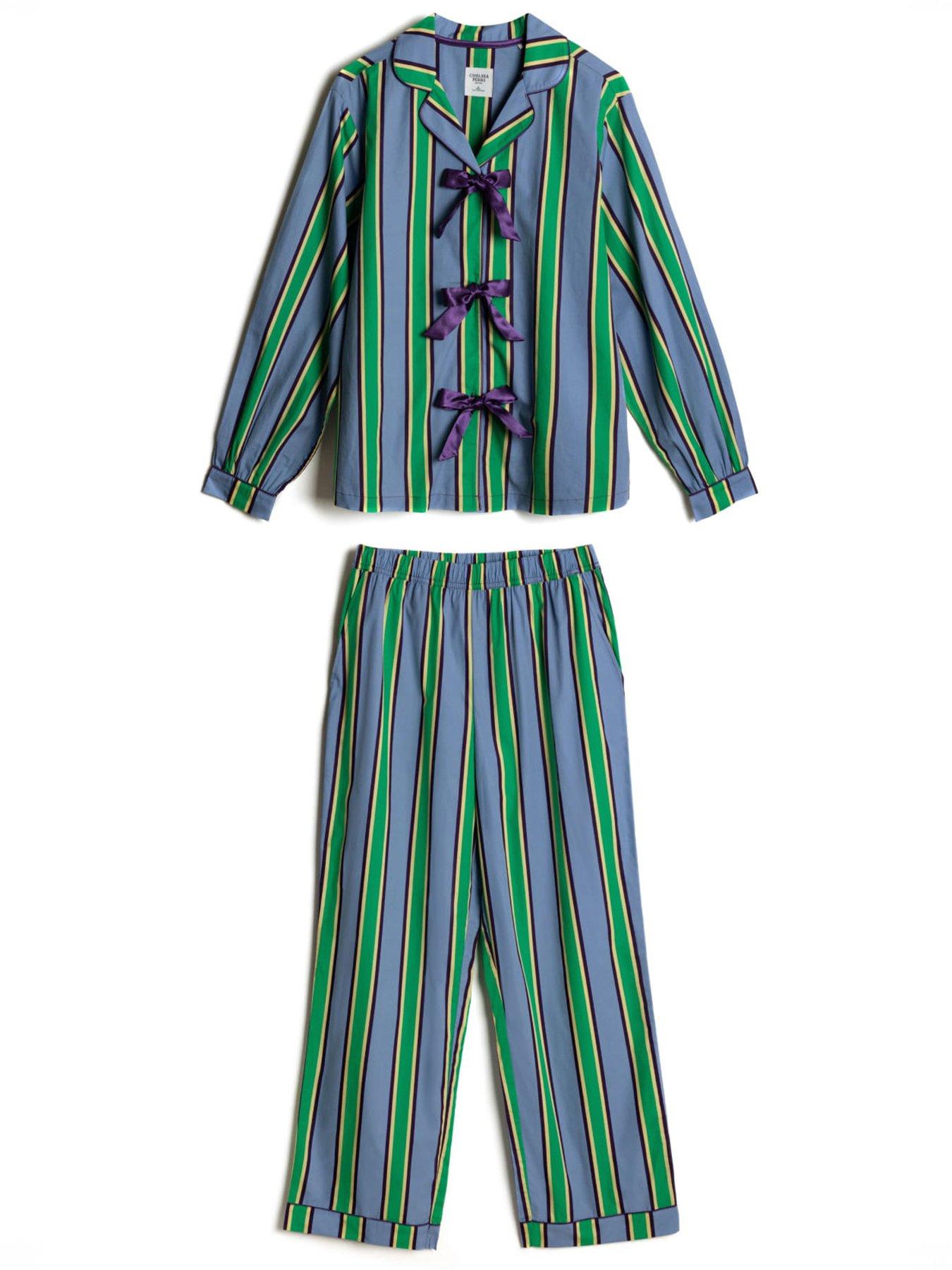 Image 5 of 6 of CHELSEA PEERS Cotton Jewel Stripe Button Up Long Pyjama Set - Multi