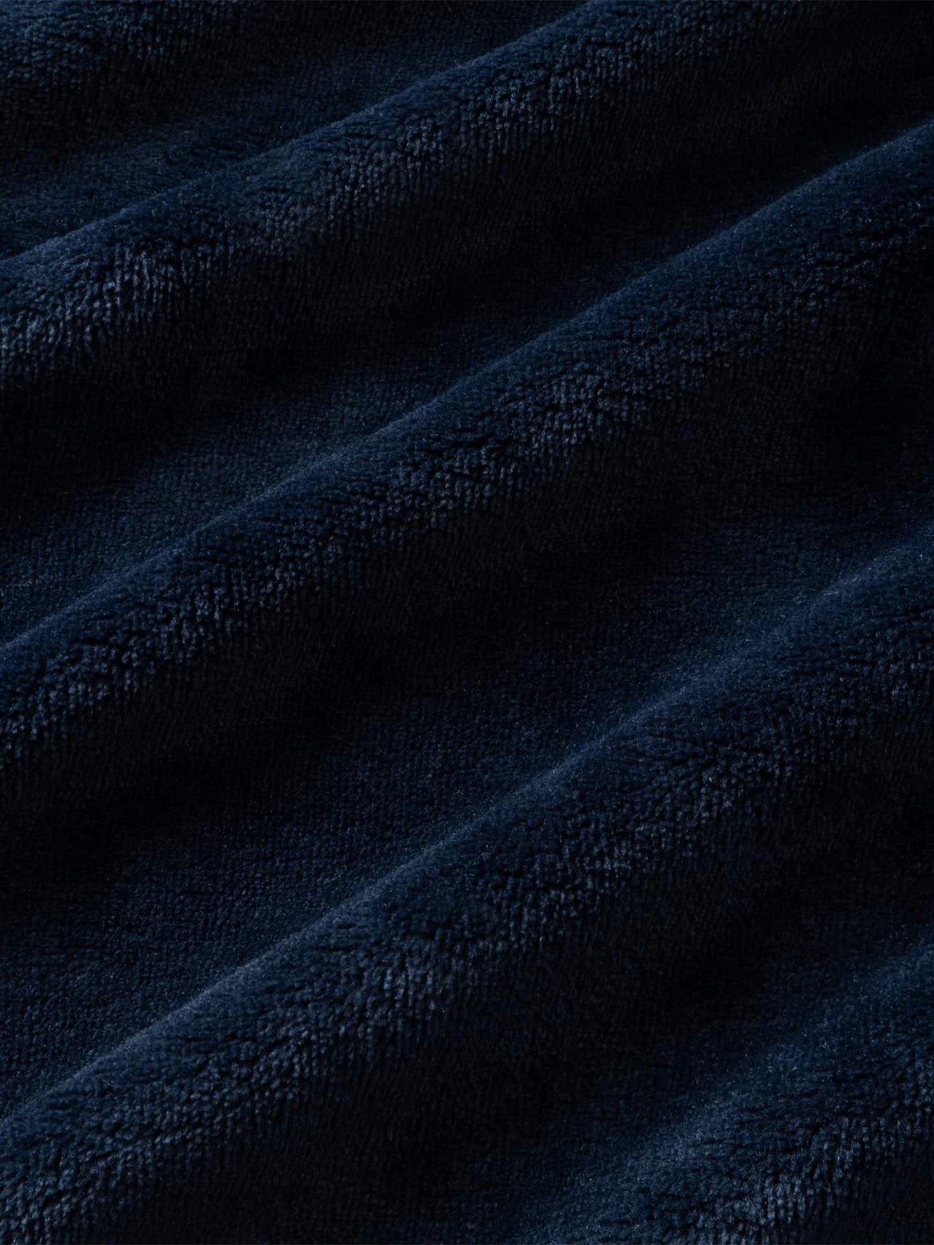 Image 6 of 6 of CHELSEA PEERS Chelsea Peers Fleece Embroidered Good Night Long Dressing Gown - Navy