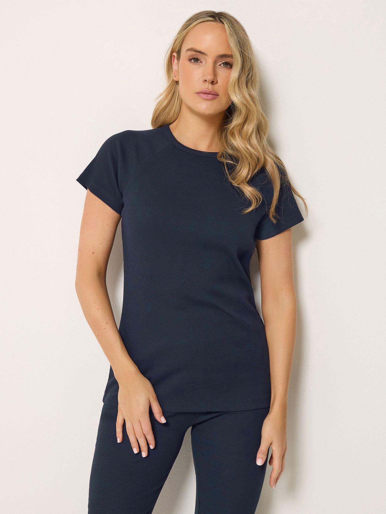 Long Tall Sally Navy Rib Raglan Tee - Blue