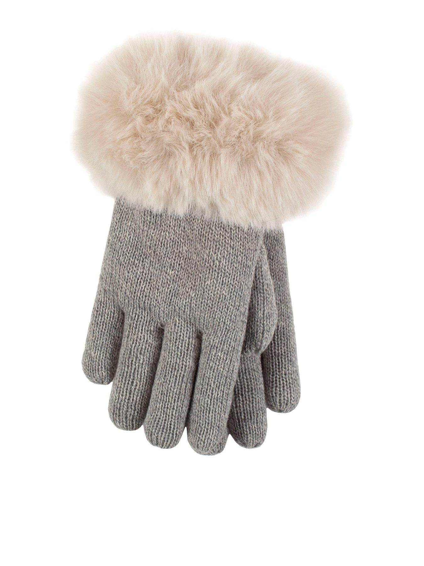 Image 1 of 3 of Heat Holders HEAT HOLDERS FAUX FUR GLOVES - LIGHT GREY