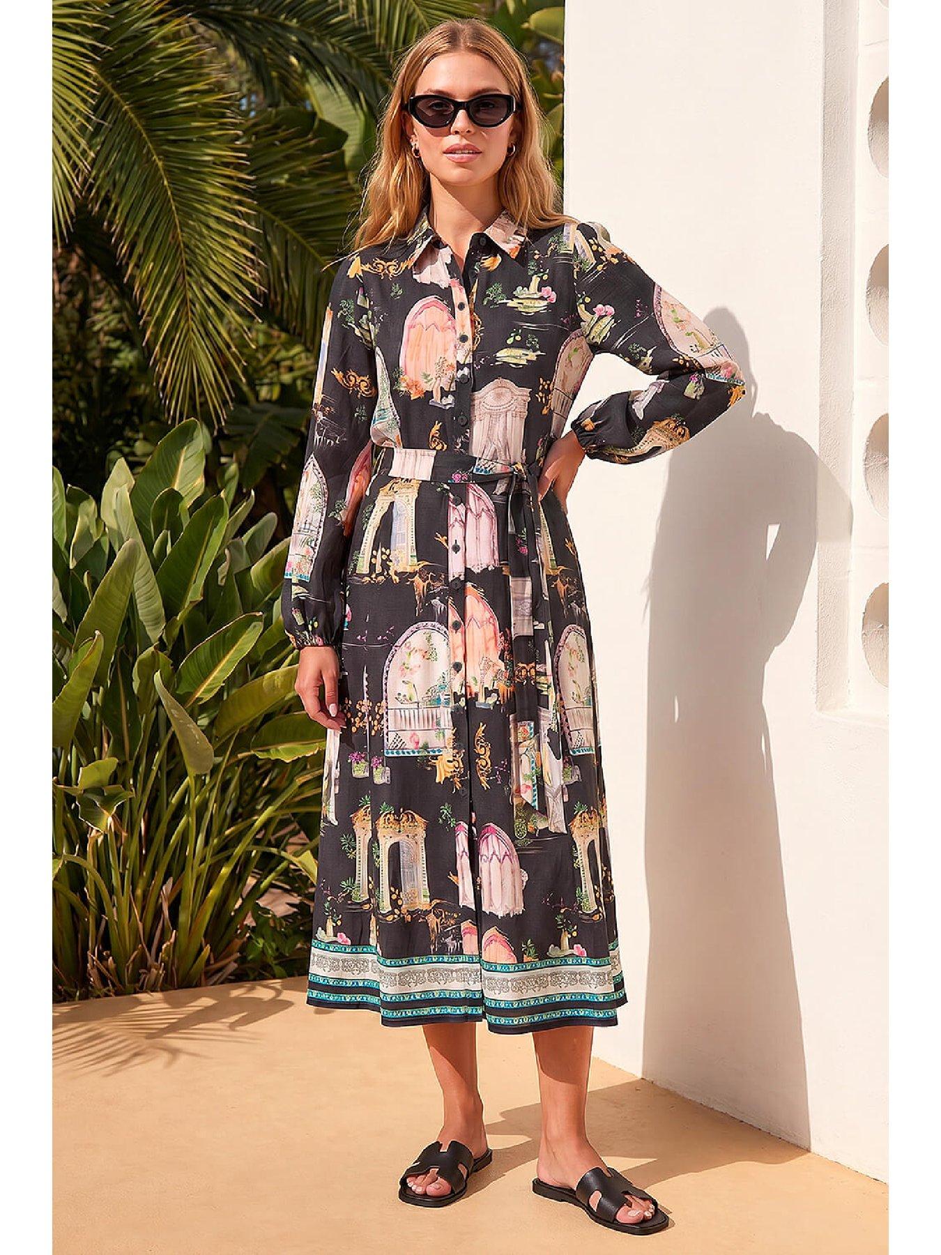 Image 2 of 4 of Roman Garden Border Shirt Dress