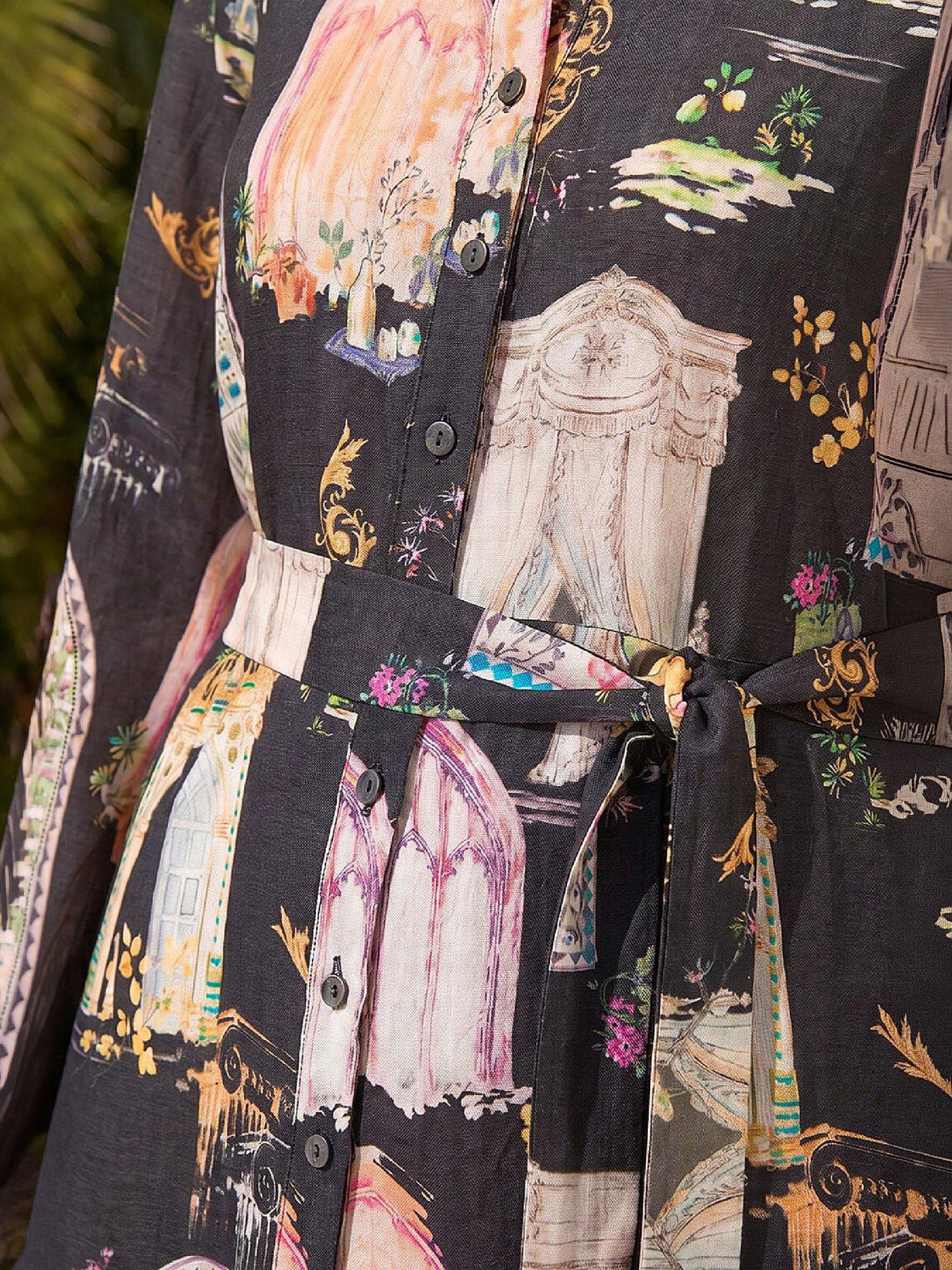 Image 4 of 4 of Roman Garden Border Shirt Dress